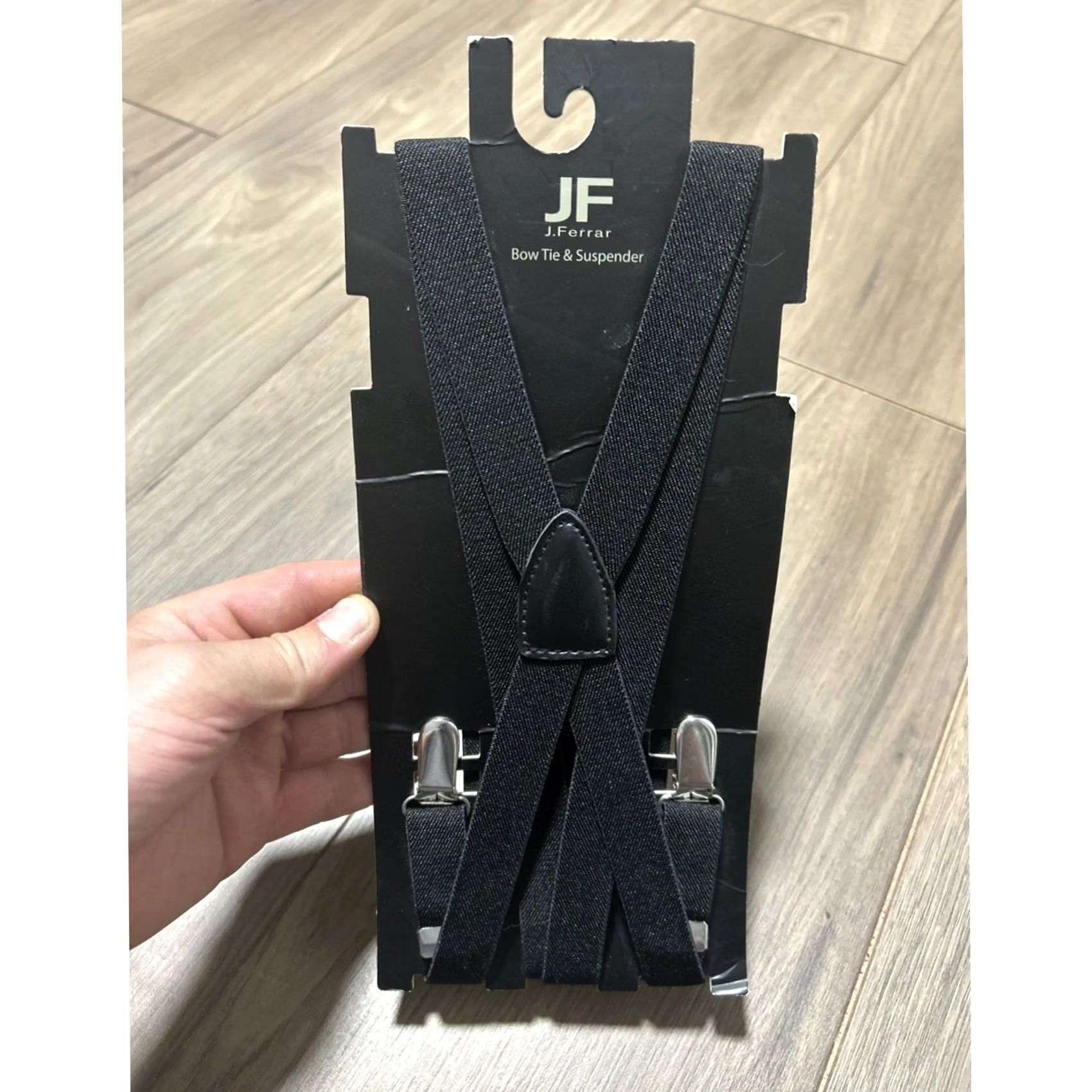 Vintage J. Ferrar JF Black Adjustable Elastic Suspenders Casual Preppy One Size Men Clips Suspenders Size 44L - 2 Thumbnail