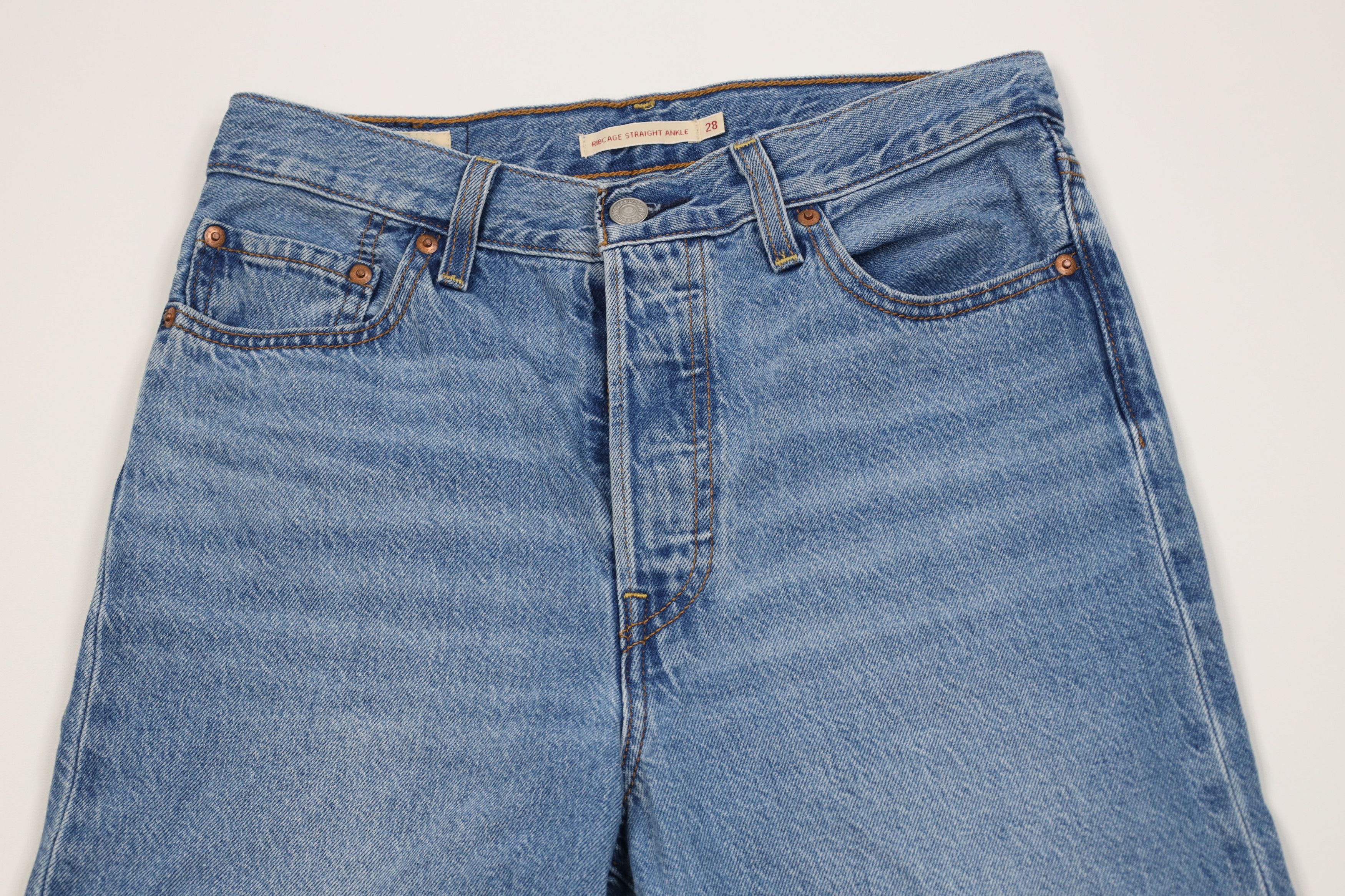 Levi's Vintage Y2K Levis Premium Fly Rib Cage Straight Ankle Jeans Size 28" / US 6 / IT 42 - 2 Thumbnail