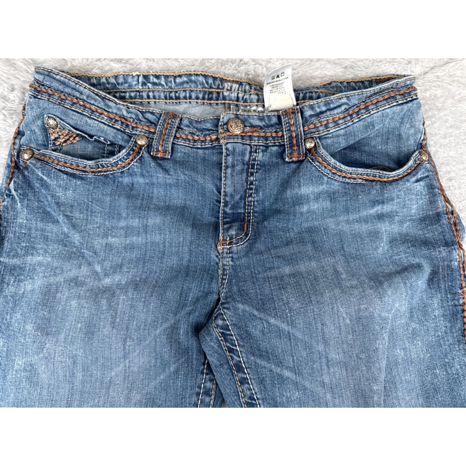 Vintage Cruel Girl Jeans Bootscut Denim 32x35 Juniors Blue Embroidered Zip Pocket 5-Pocket Size 34" / US 12 / IT 48 - 4 Thumbnail