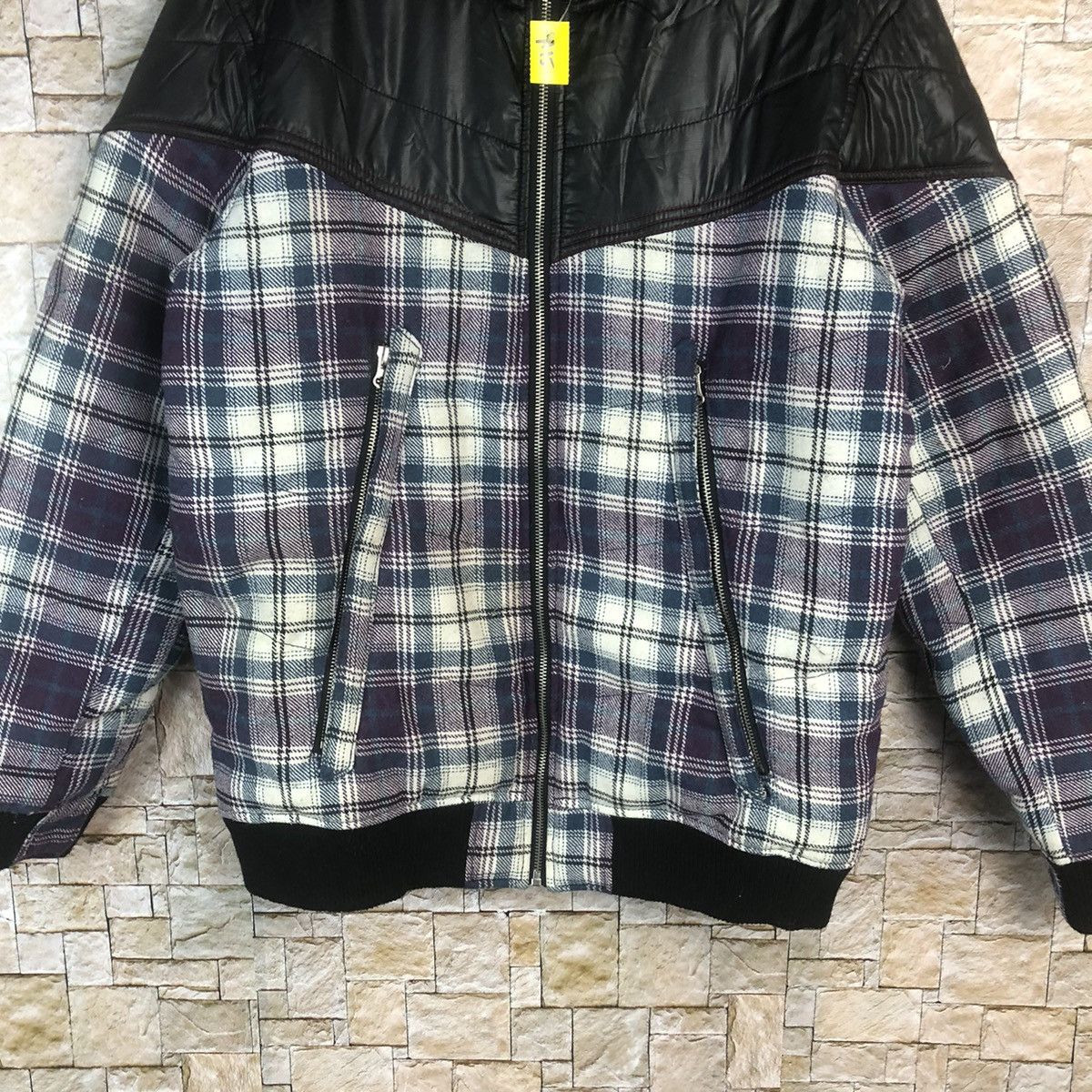 Japanese Brand Amp By Manydope Purpel Checked Purple Bomber Jacket #A15 Size M / US 6-8 / IT 42-44 - 3 Thumbnail