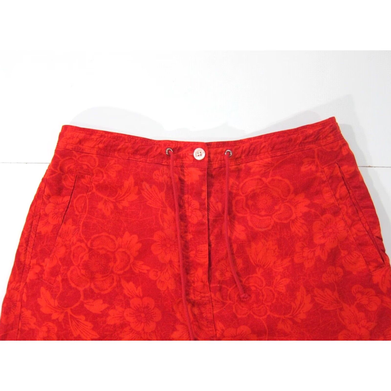 Ralph Lauren VINTAGE Ralph Lauren Women Chino Bermuda Short 8 Red 4 Pocket 100% Cotton Floral Rise High Size 30" / US 8 / IT 44 - 3 Thumbnail