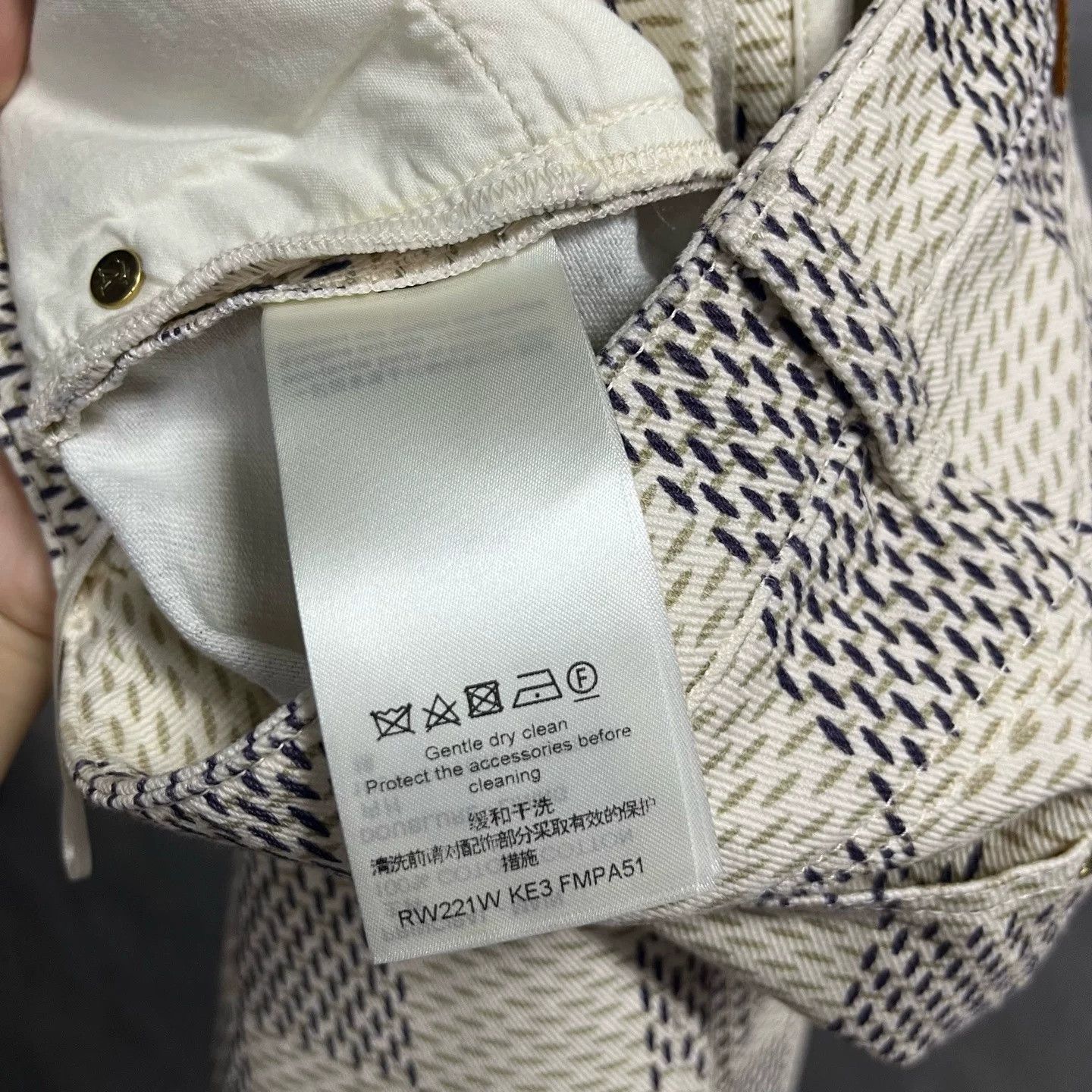 Louis Vuitton Louis Vuitton Beige Check Button Mid-Rise Jeans Size US 36 / EU 52 - 5 Thumbnail