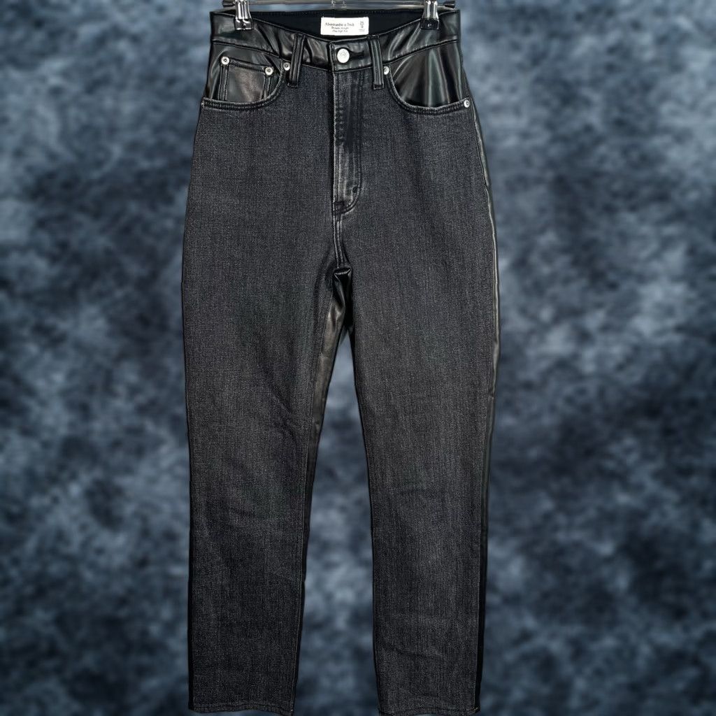 Abercrombie & Fitch VINTAGE Abercrombie & Fitch Jeans 25/0L Ultra High Rise Curve Love Faux Leather Pants Womens Jeans Size 42" / US 20 - 1 Thumbnail