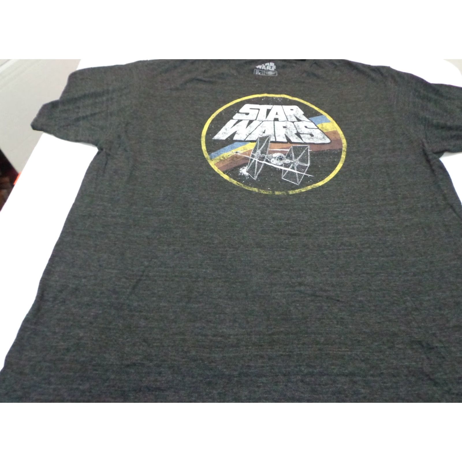 Star Wars Star Wars T-Shirt Men 2XL Heather Black Crew Neck Short Sleeve Logo Tie Fighter Circle Graphic Print Vintage: No Size US XXL / EU 58 / 5 - 2 Thumbnail