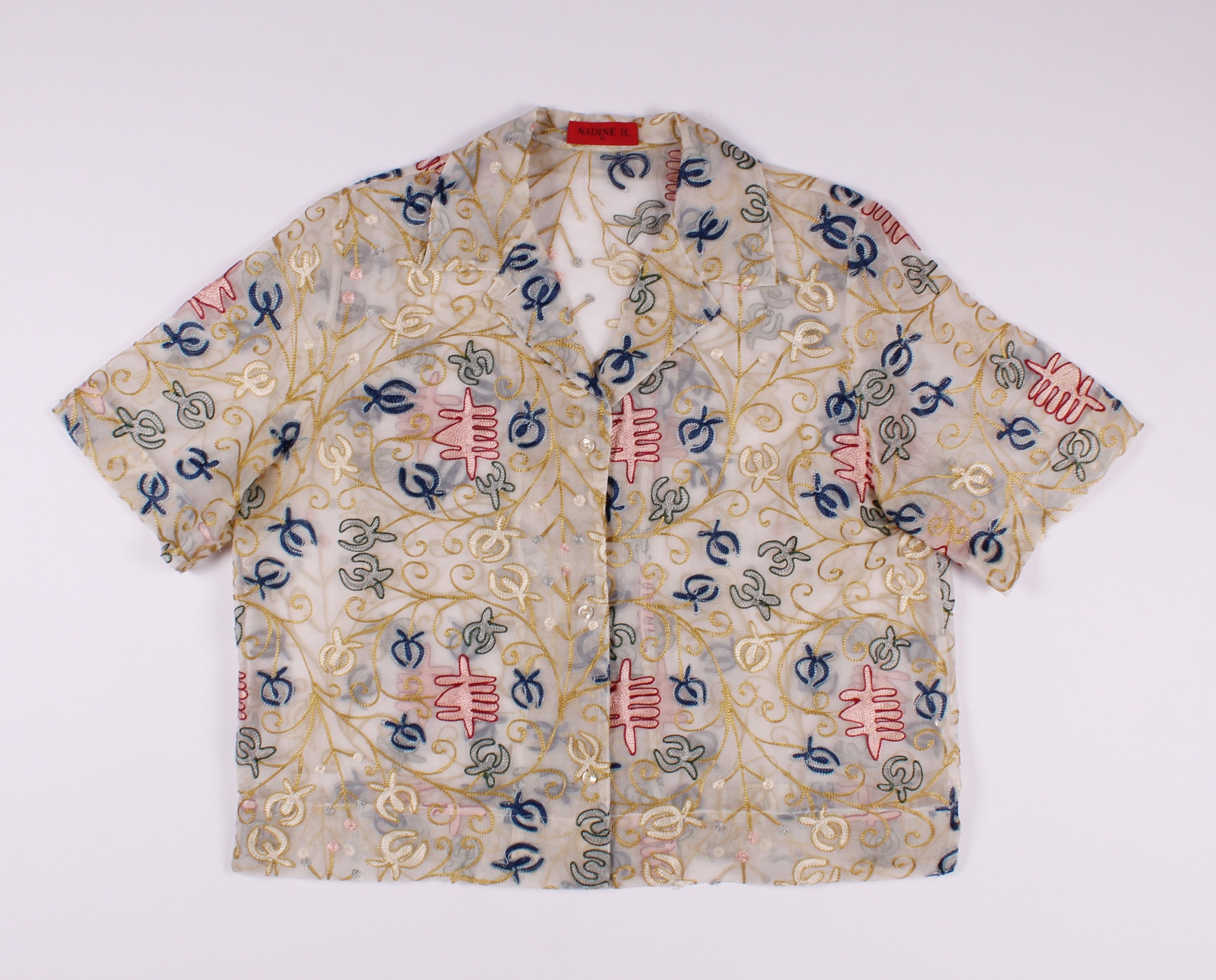 Vintage Vintage Y2K Embroidered Silk Oversize Shirt Top Size M / US 6-8 / IT 42-44 - 4 Thumbnail