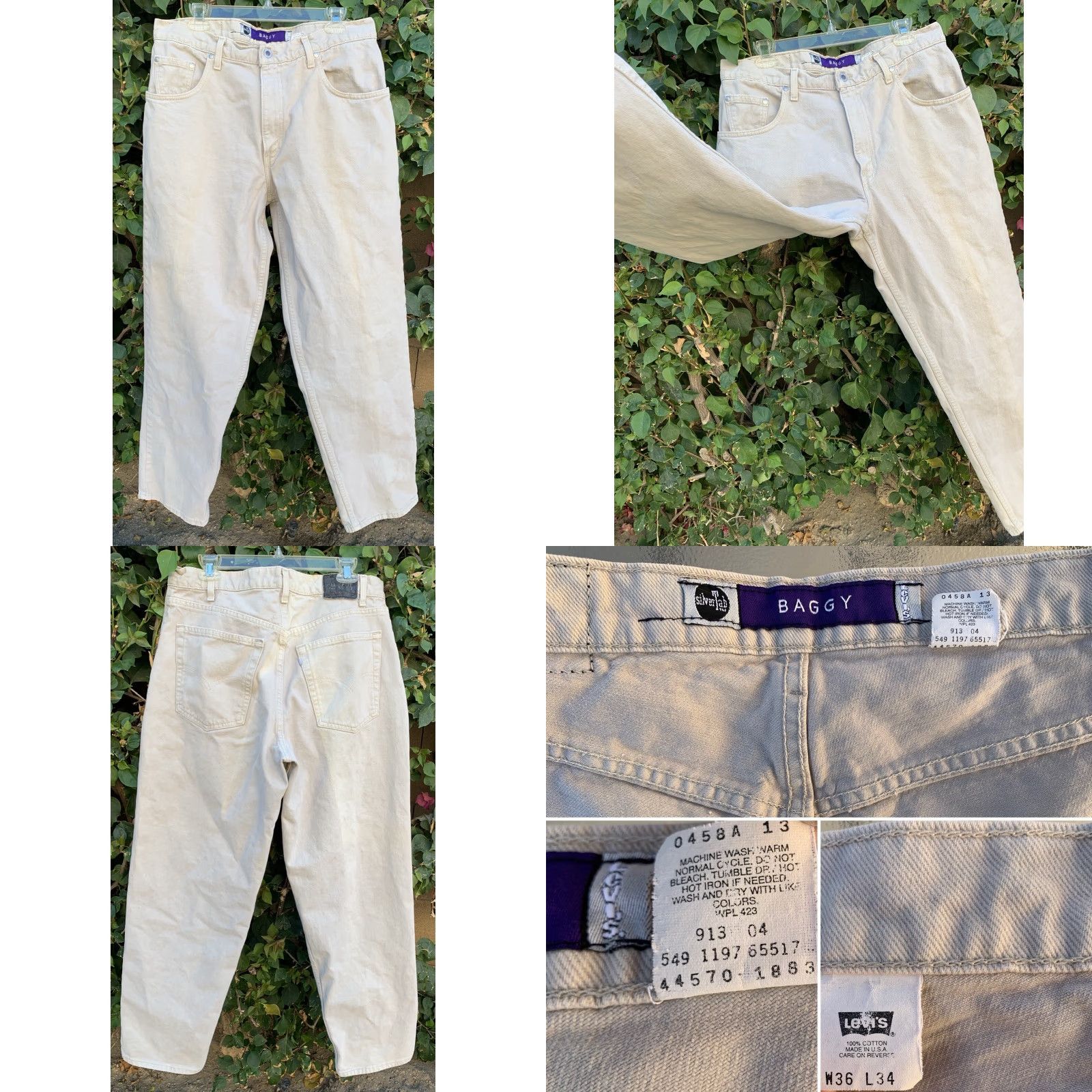 Vintage VINTAGE Levi’s silverTab Baggy Jeans Beige W 36 L 34 Made In USA Size US 36 / EU 52 - 9 Thumbnail