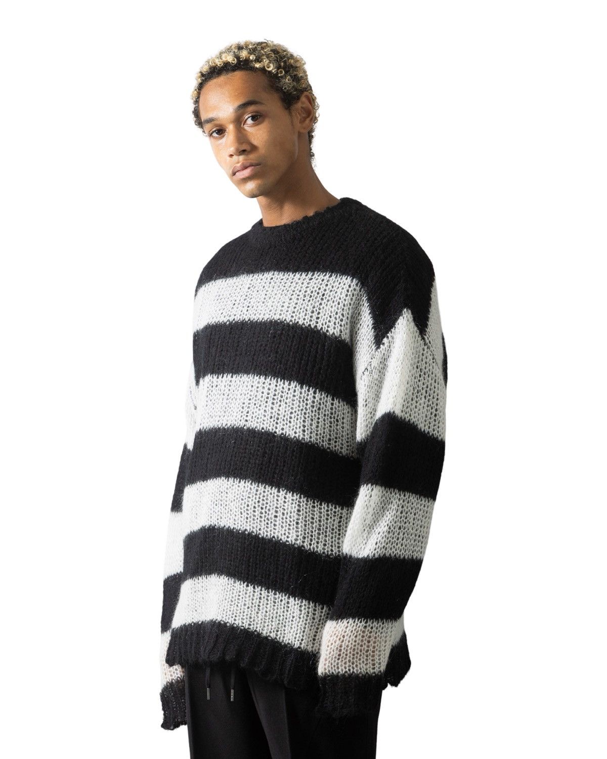 Number (N)ine Number (N)ine Mohair Striped Knit Pullover Sweater Size US L / EU 52-54 / 3 - 8 Thumbnail