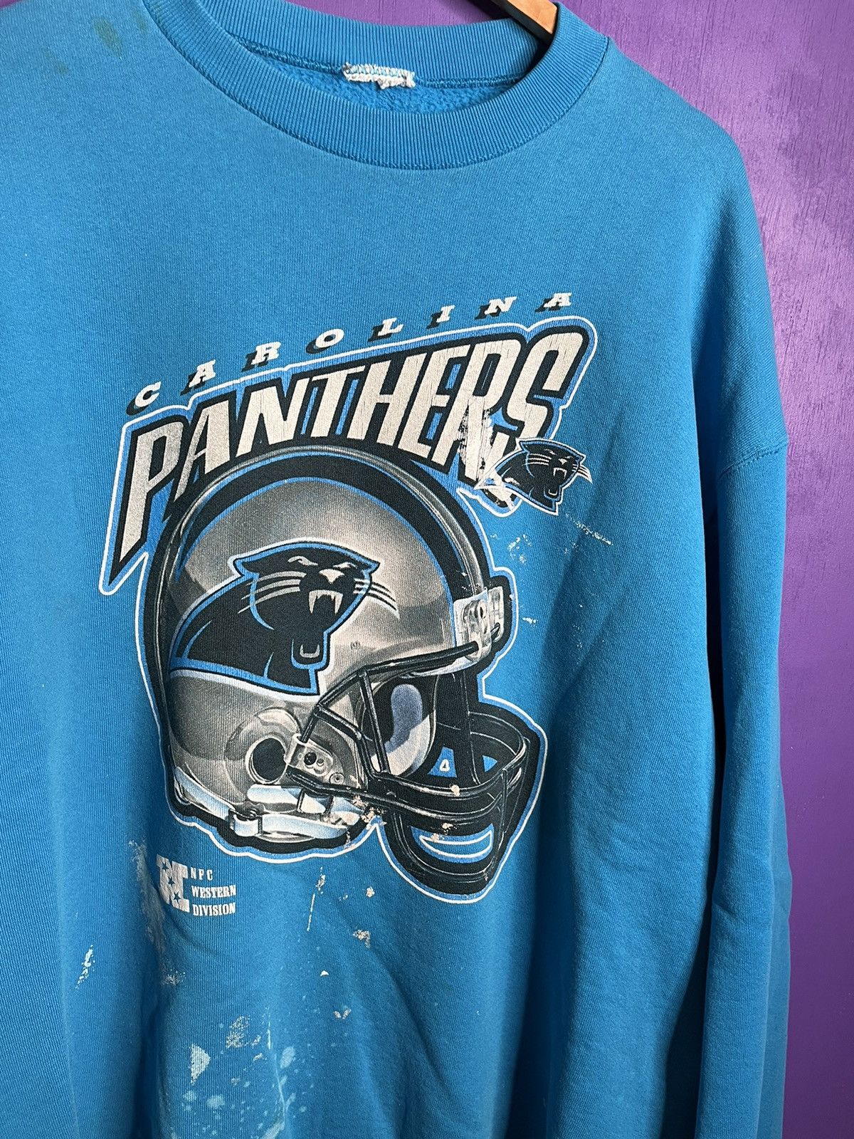 NFL × Vintage Vintage 90s Carolina panthers helmet logo sweatshirt Size US XXL / EU 58 / 5 - 3 Thumbnail