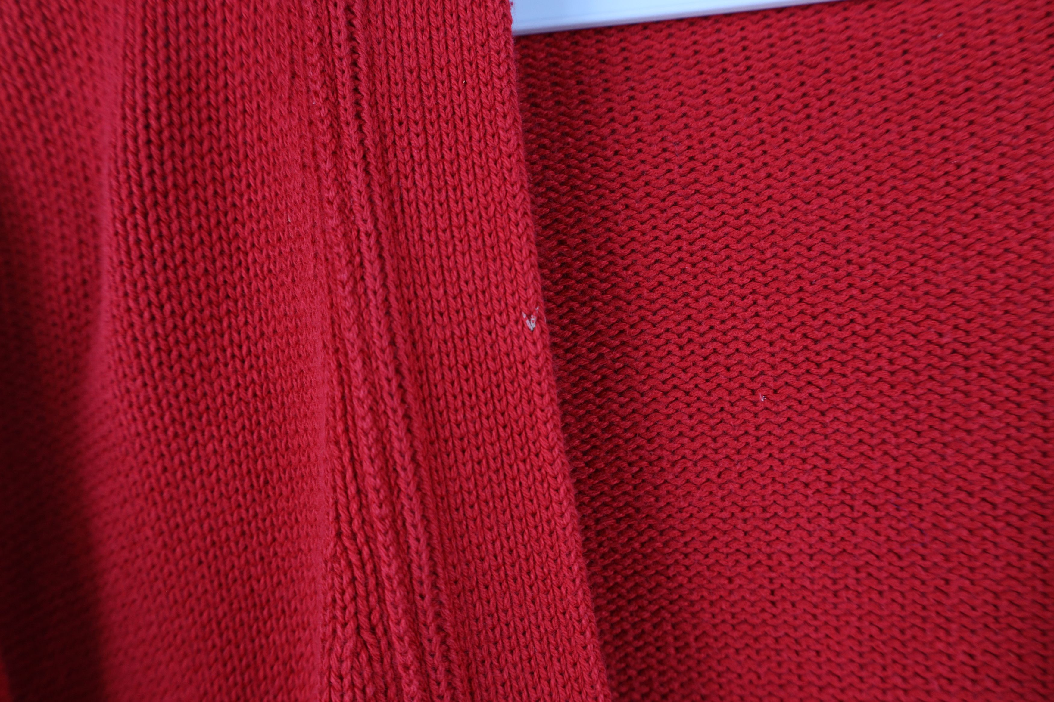 Lands' End Vintage 90s Lands End Cotton Knit Cardigan Sweater Red USA Size US XL / EU 56 / 4 - 5 Thumbnail