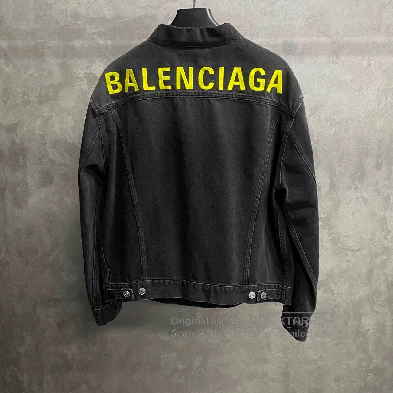 Balenciaga Balenciaga Black Green Embroidery Logo Denim Jacket. Size US S / EU 44-46 / 1 - 2 Thumbnail
