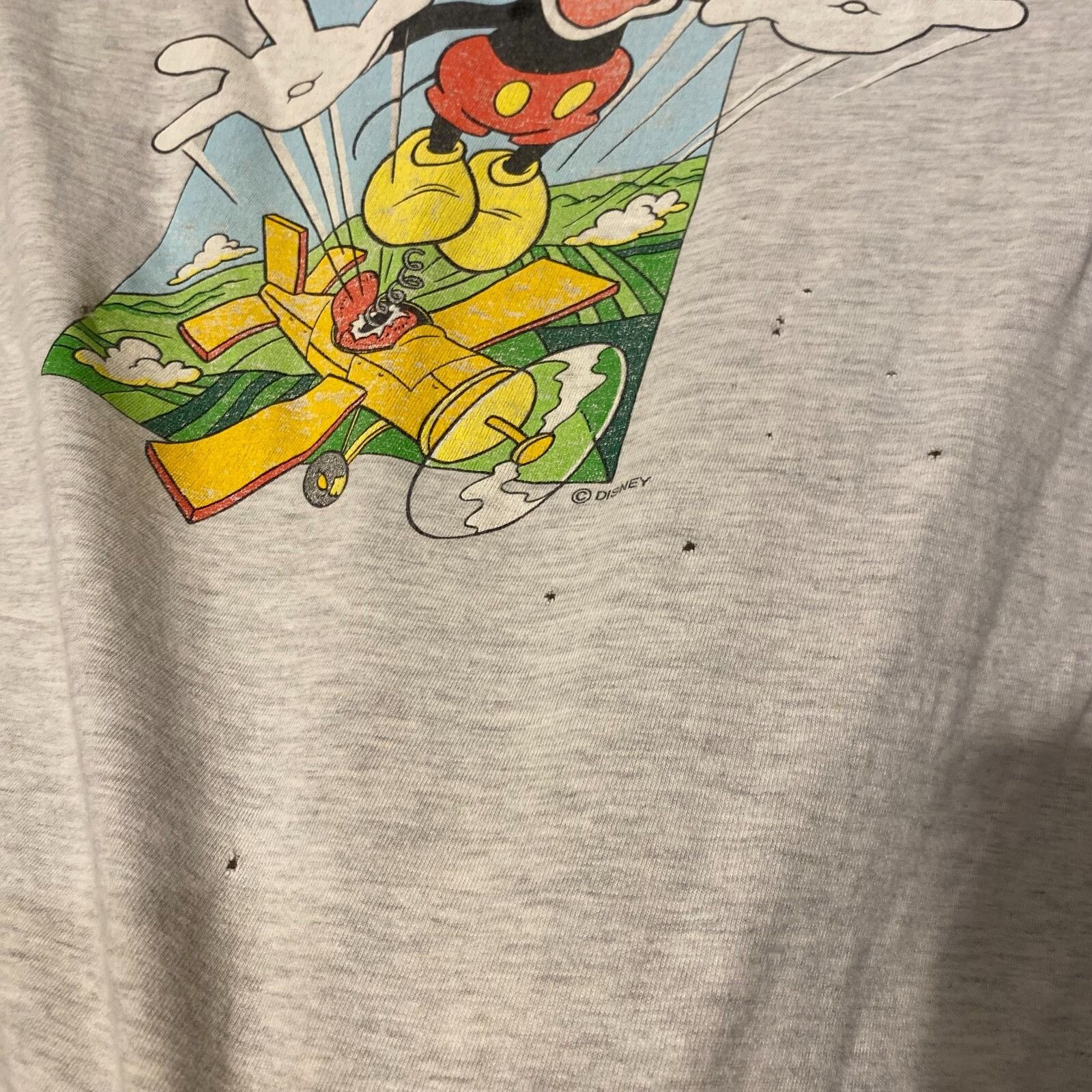 Hanes Vintage Disney Mickey Mouse Ejecting Out Of Airplane 90's Th Size US L / EU 52-54 / 3 - 5 Thumbnail