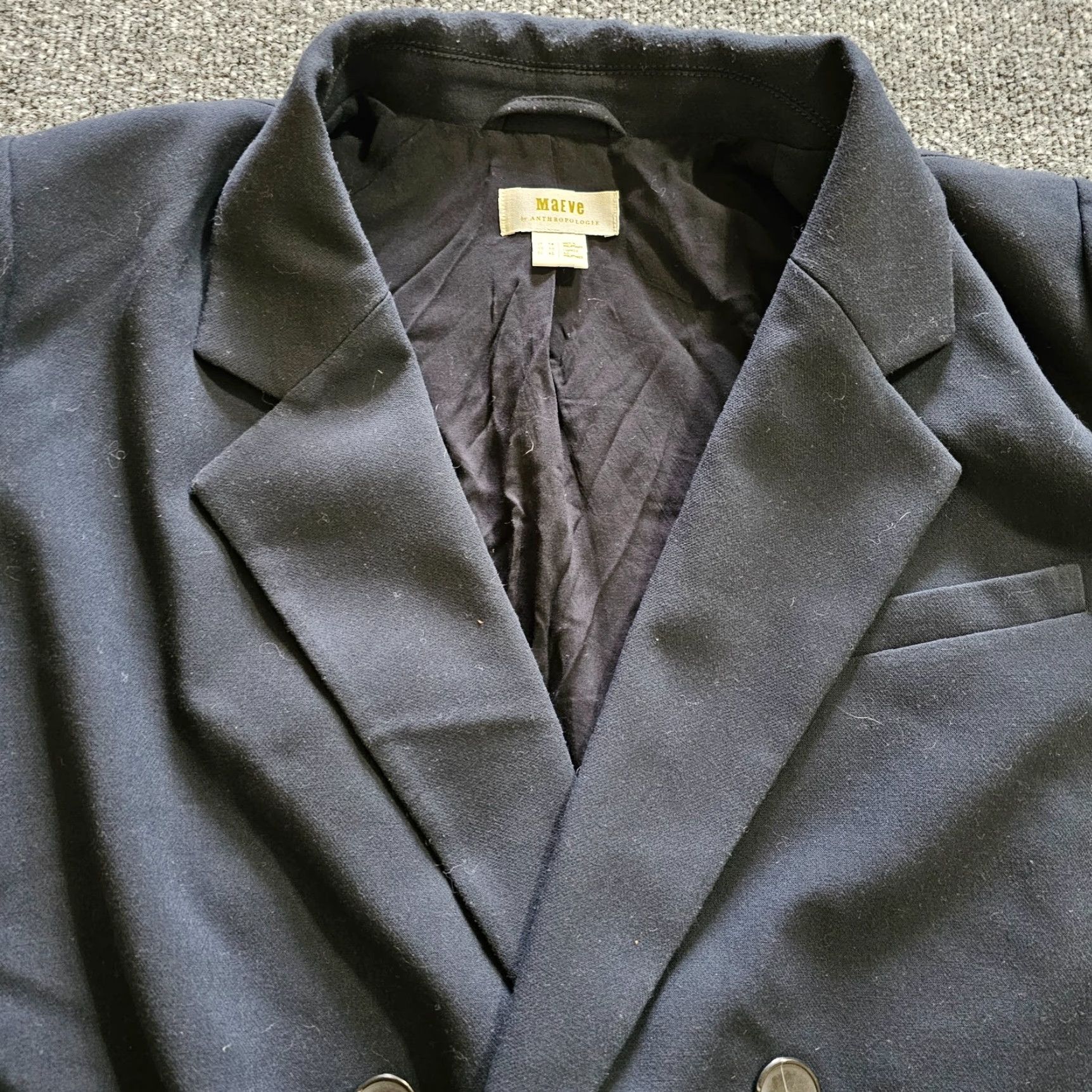 Vintage Maeve Blazer Womens Size 10 Black Double Breasted Long Sleeve Lined 80s Career Jacket Blazer Mens Womens Size L / US 10 / IT 46 - 2 Thumbnail