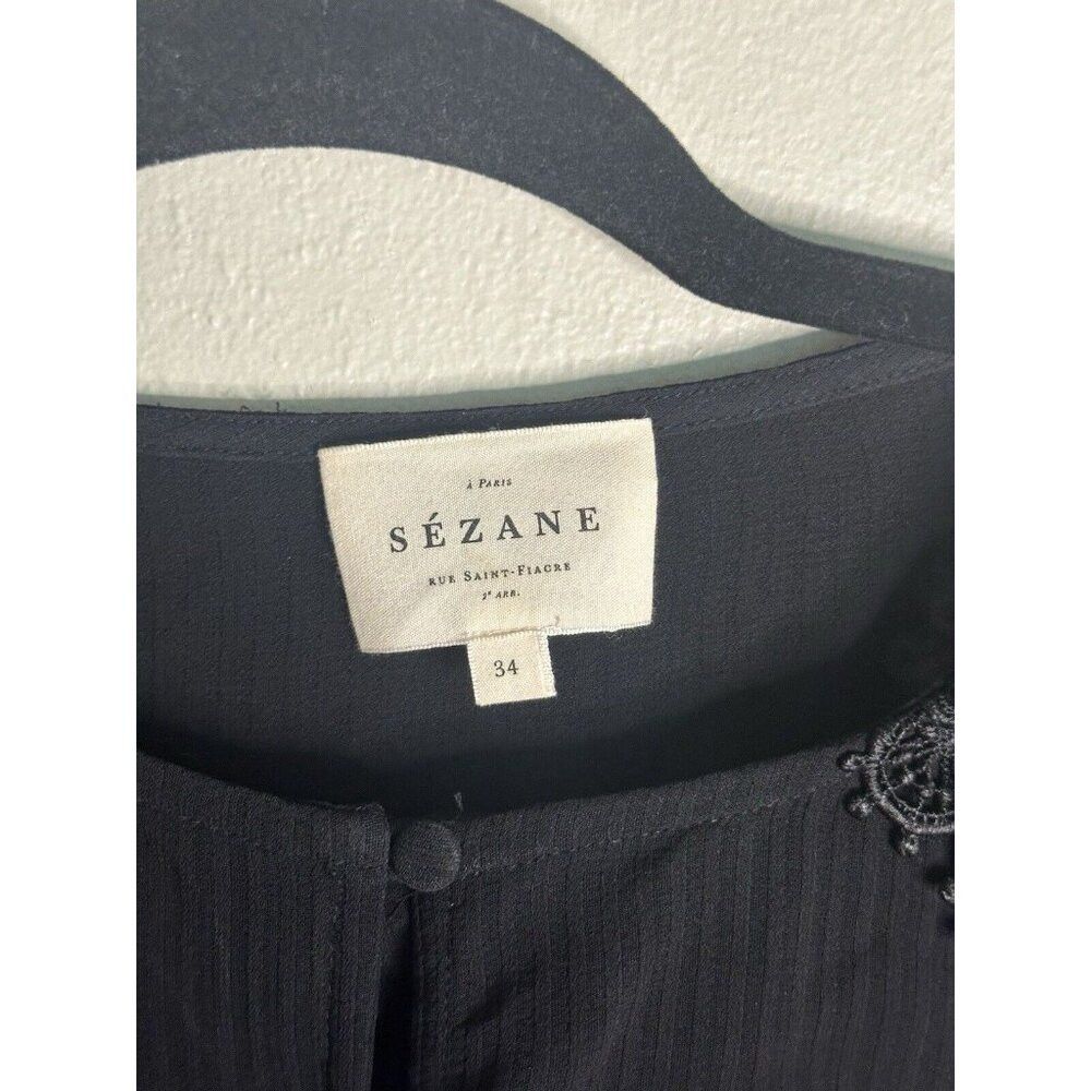 Sezane Sezane Women's IT 34 US 4 Black Clem Button Front Long Slee Size S / US 4 / IT 40 - 4 Thumbnail