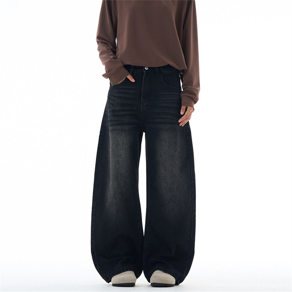 Japanese Brand Men's loose-fitting wide-leg distressed casual curved jeans Size US 32 / EU 48 - 1 Thumbnail