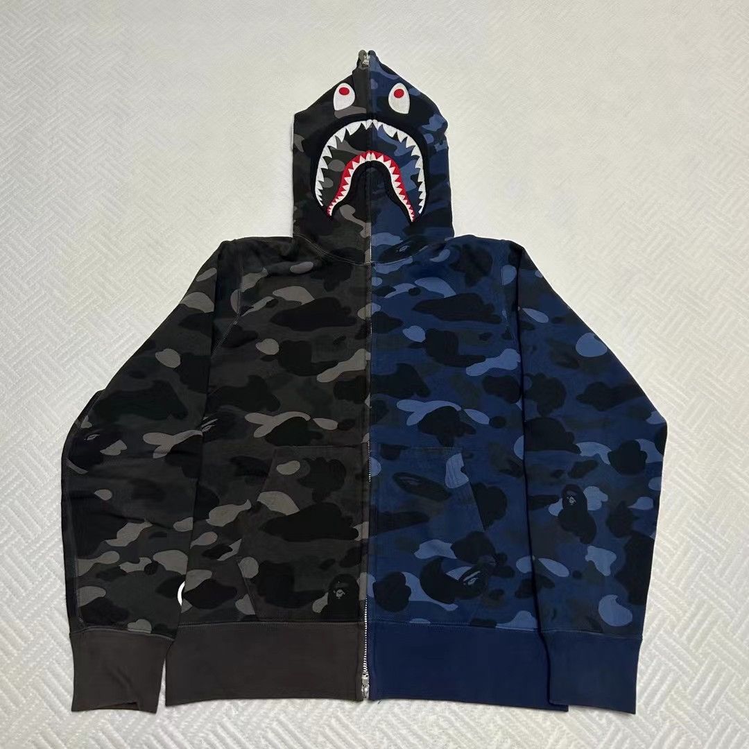 Bape COLOR CAMO SHARK SPLIT HALF FULL ZIP HOODIE Grailed