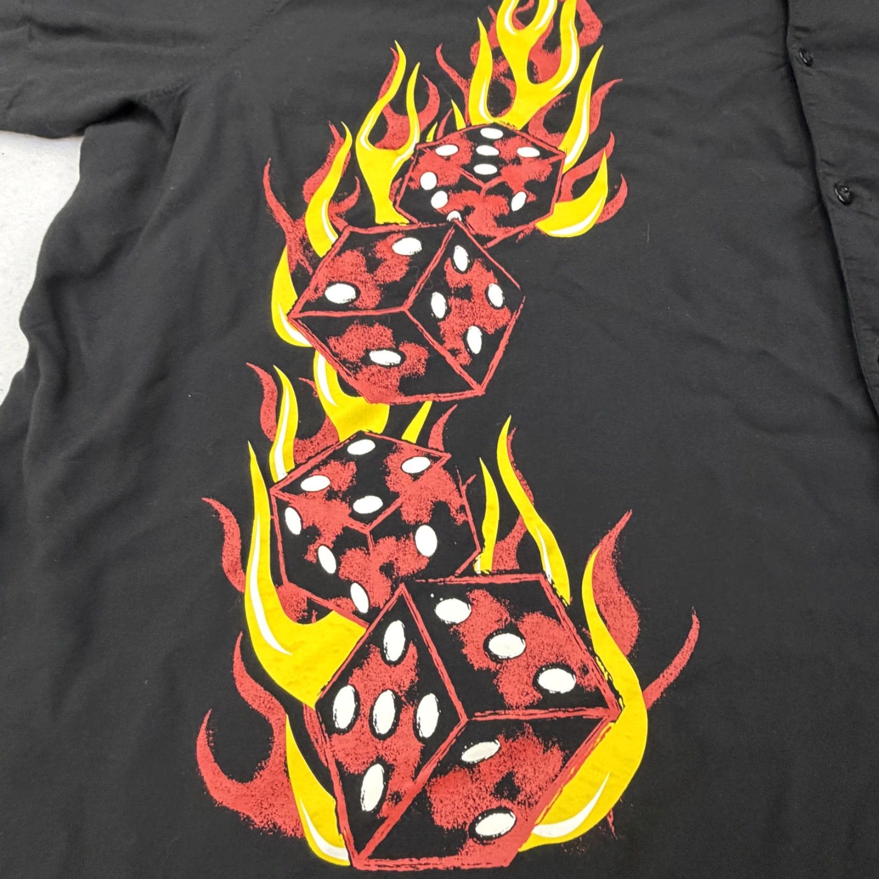 Vintage Profile Shirt Big 6X Mens Black Flaming Dice Casino Short Sleeve Button Up Vintage NO Size US XXL / EU 58 / 5 - 4 Thumbnail