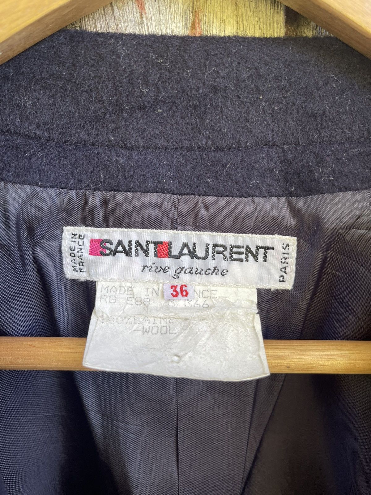 Saint Laurent Paris × Vintage × Yves Saint Laurent Saint Laurent Rive Gauche Vintage Navy Wool Blazer 1980s Size S / US 4 / IT 40 - 15 Thumbnail