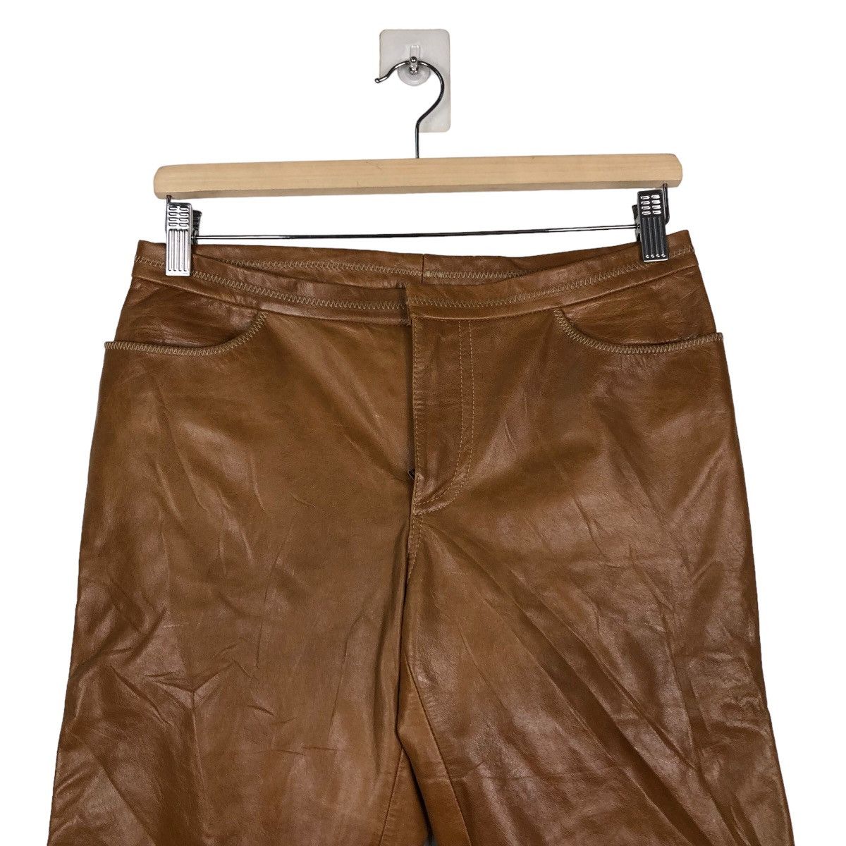 Genuine Leather 🔥Bow Cut Design Genuine Leather Biker Pants Gap Size US 28 / EU 44 - 3 Thumbnail