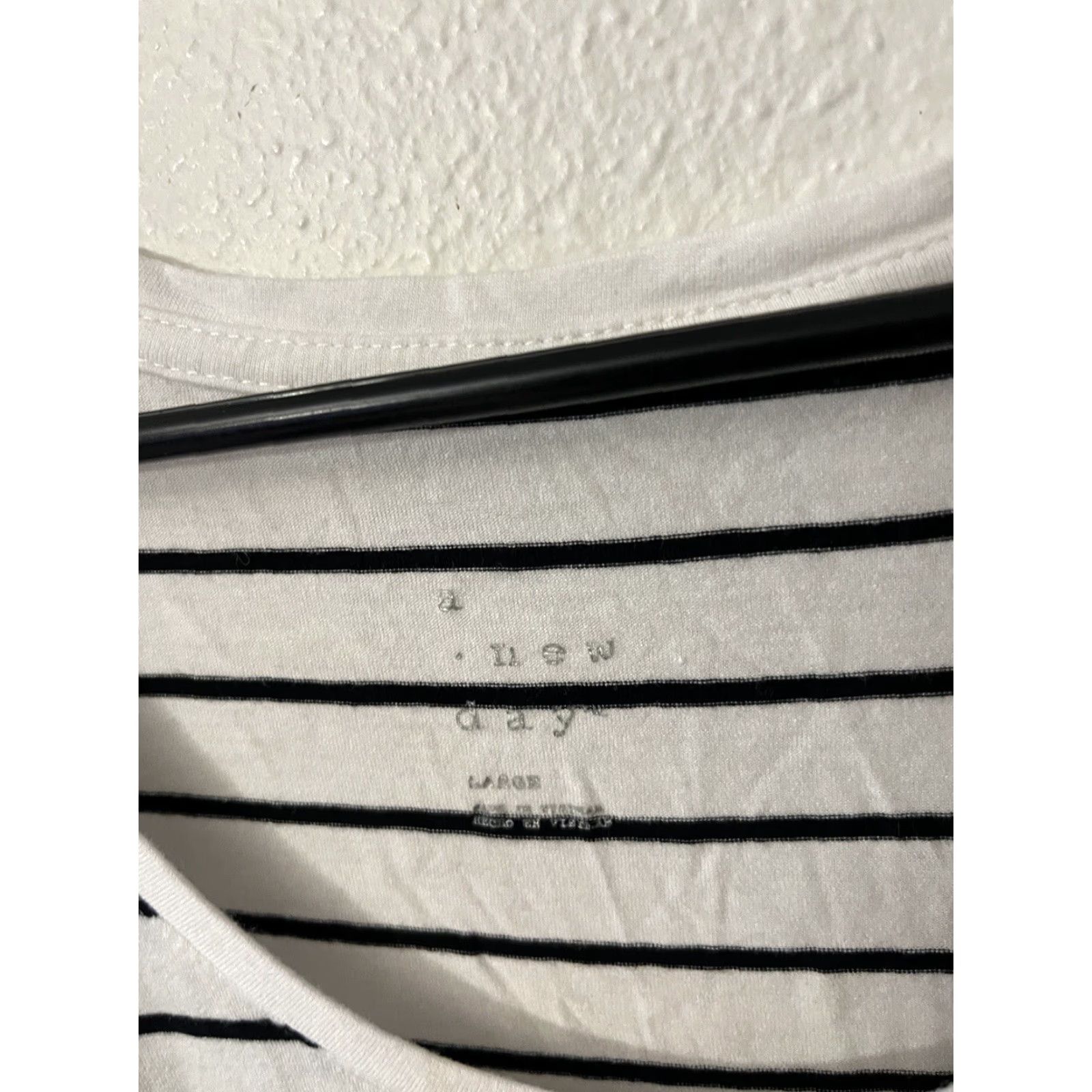 Vintage A New Day T-Shirt Shirt Women L White Striped Round Neck Short Sleeve Casual Easy Care Size L / US 10 / IT 46 - 2 Thumbnail