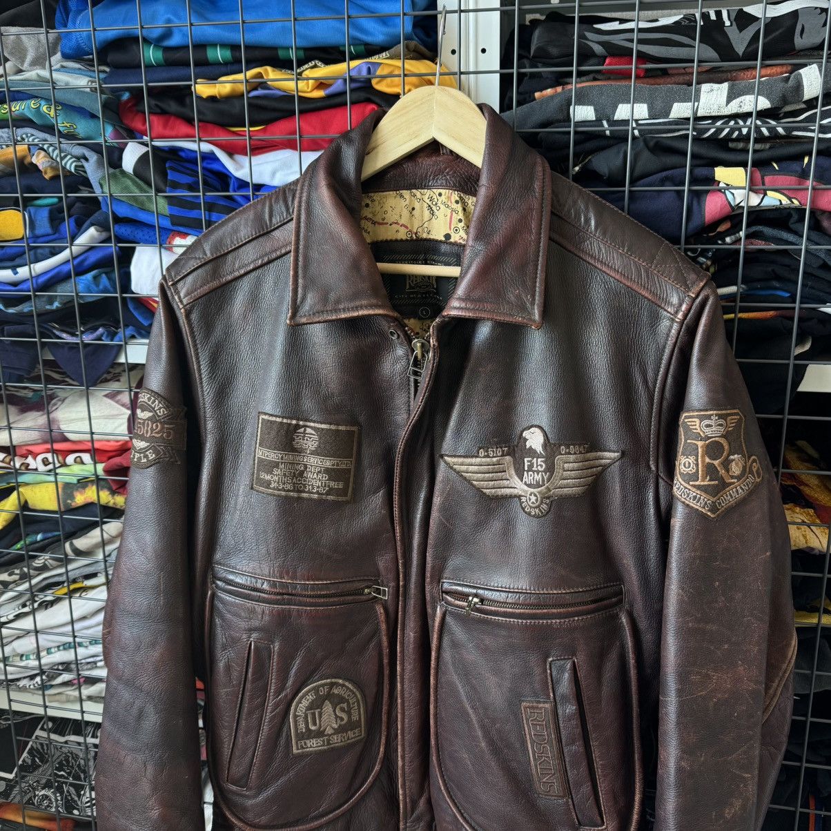 NFL Vintage Redskins Leather Bomber Jacket Size US L / EU 52-54 / 3 - 5 Thumbnail