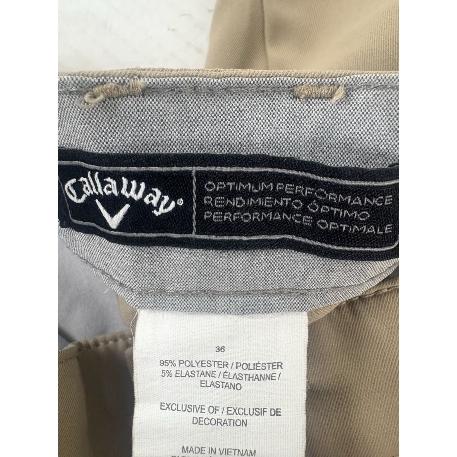 Callaway Callaway Optimum Performance Beige Golf Shorts Men’s Size 36 Vietnam Size US 36 / EU 52 - 5 Thumbnail