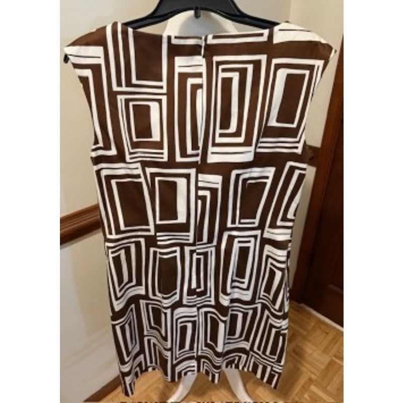 Talbots Talbots Brown Geometric Shift Dress Size 10 Retro Mod Print Size L / US 10 / IT 46 - 11 Thumbnail