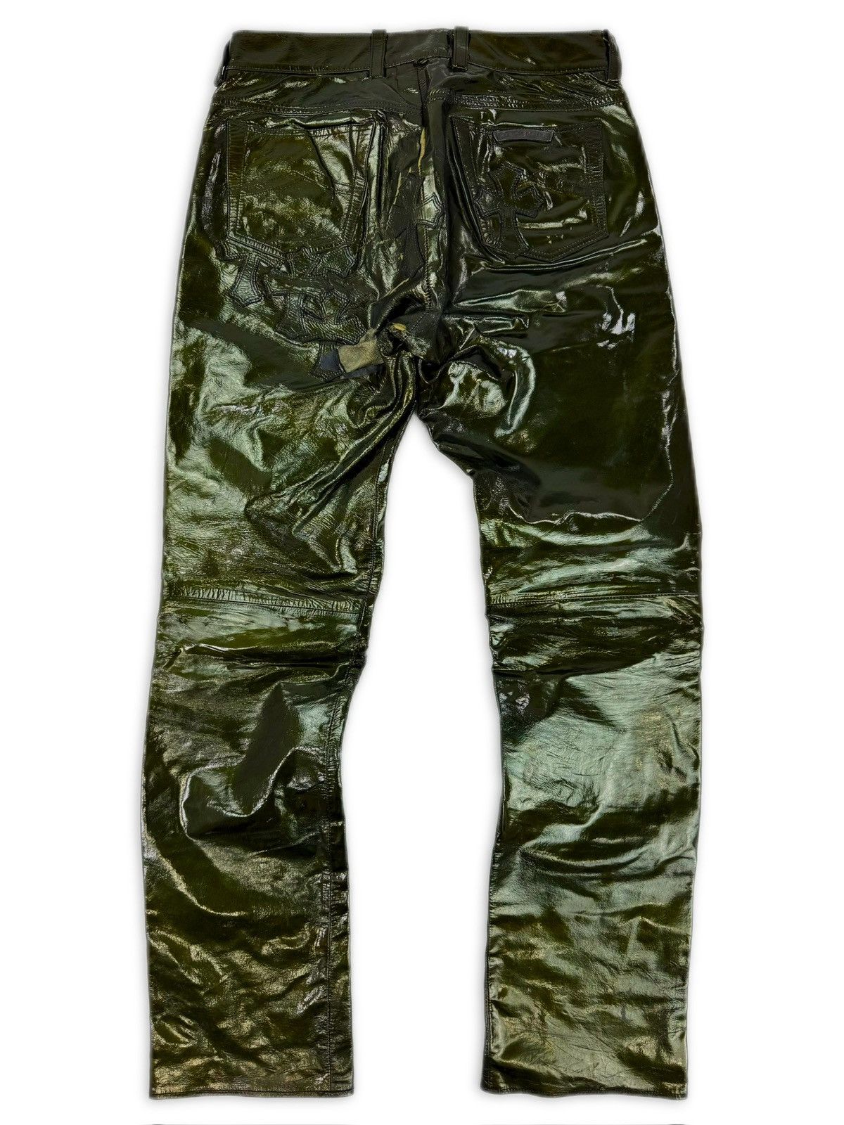 Chrome Hearts Chrome Hearts Green Galaxy Patent Leather Cross Patch Fleur Knee .925 Pants Size US 28 / EU 44 - 5 Thumbnail