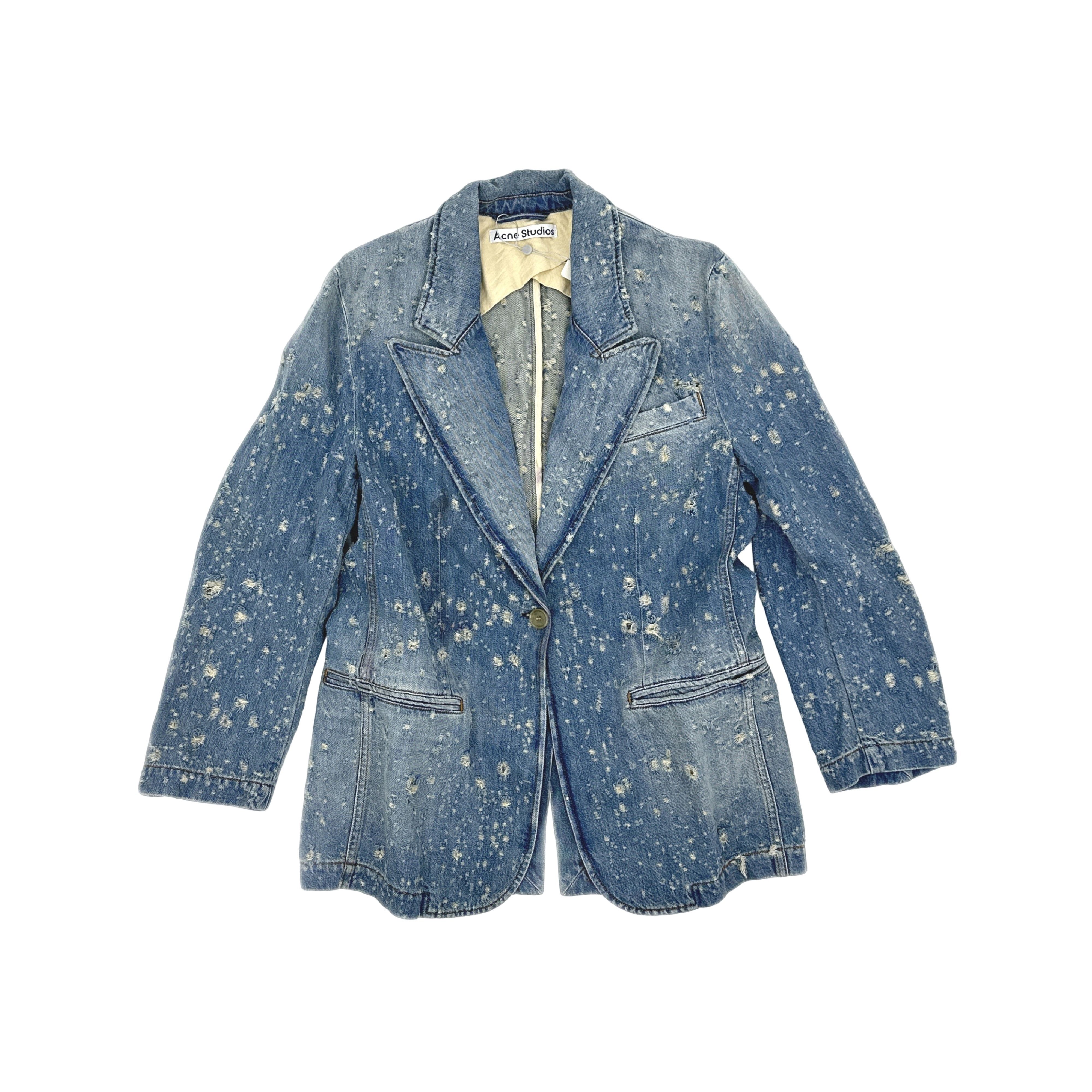 Acne Studios Acne Studios Distressed Denim Blazer Size 34 Size XS / US 0-2 / IT 36-38 - 1 Thumbnail