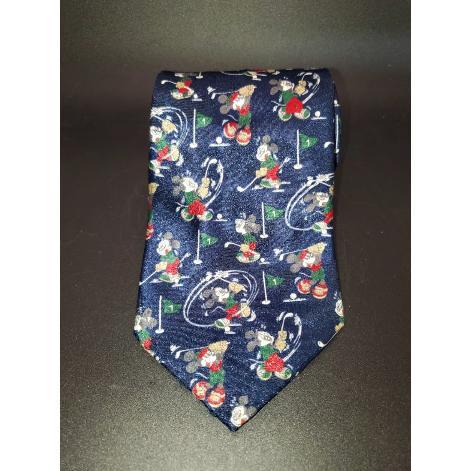 Disney VINTAGE Atlas Design Disney Golfing Tie Mickey Mouse & Co Red 100% Silk Silk Embroidered Men Tie Classic 57-60 in. AU? Size ONE SIZE - 3 Thumbnail
