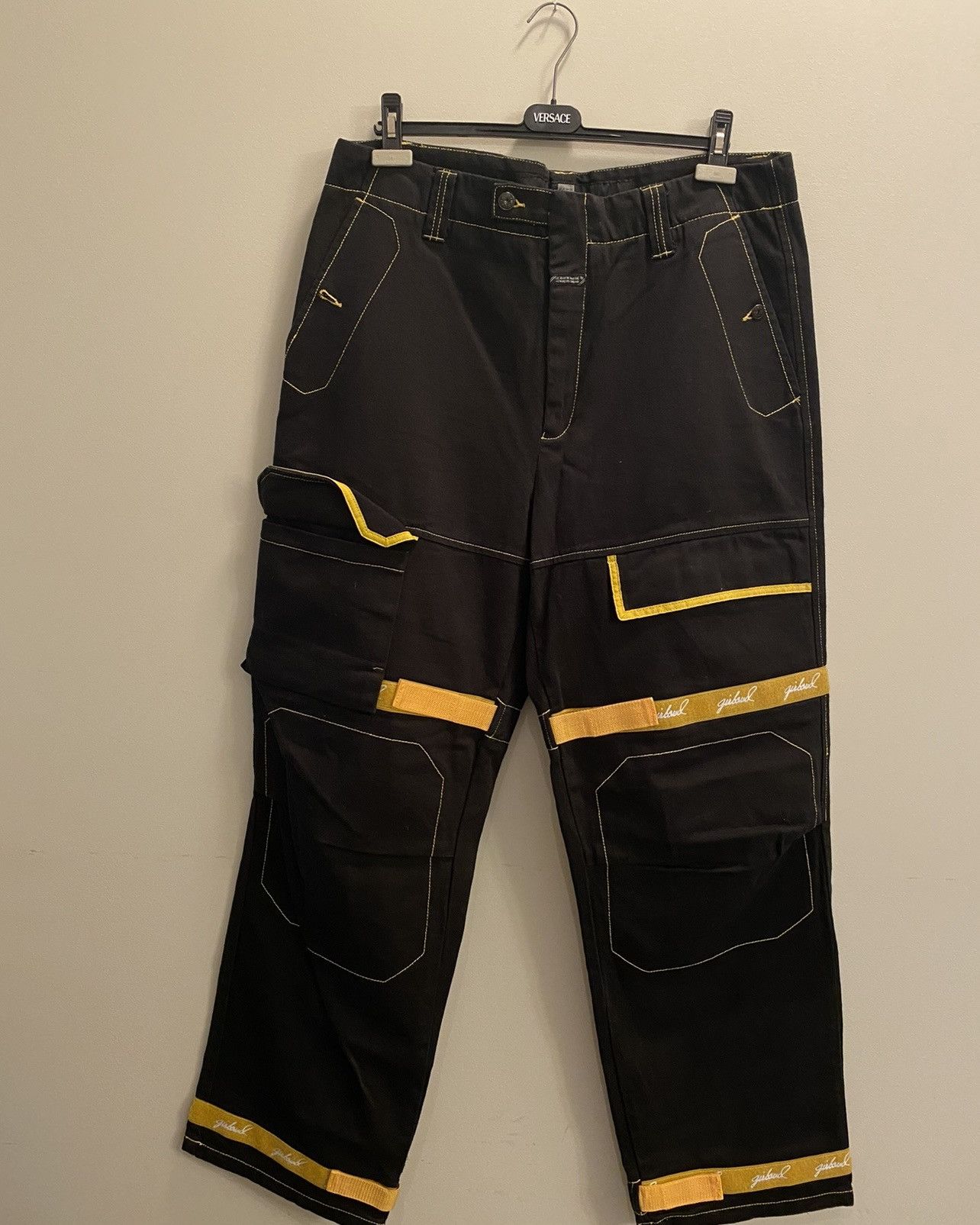 image of Jnco x Marithe Francois Girbaud Marithe François Gibaud Strap Denim in Black/Yellow, Men's (Size 38