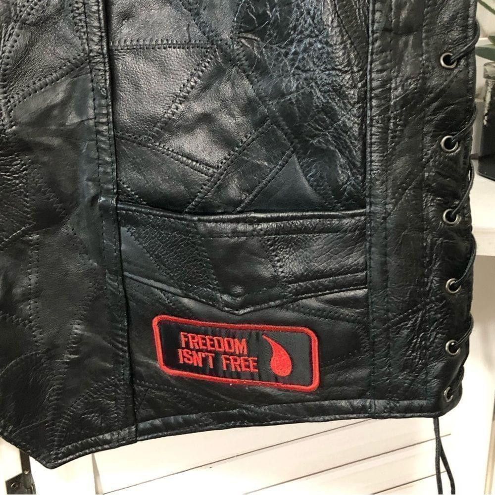 Other NWOT genuine Buffalo leather eagle patch biker black vest L Size US L / EU 52-54 / 3 - 7 Thumbnail