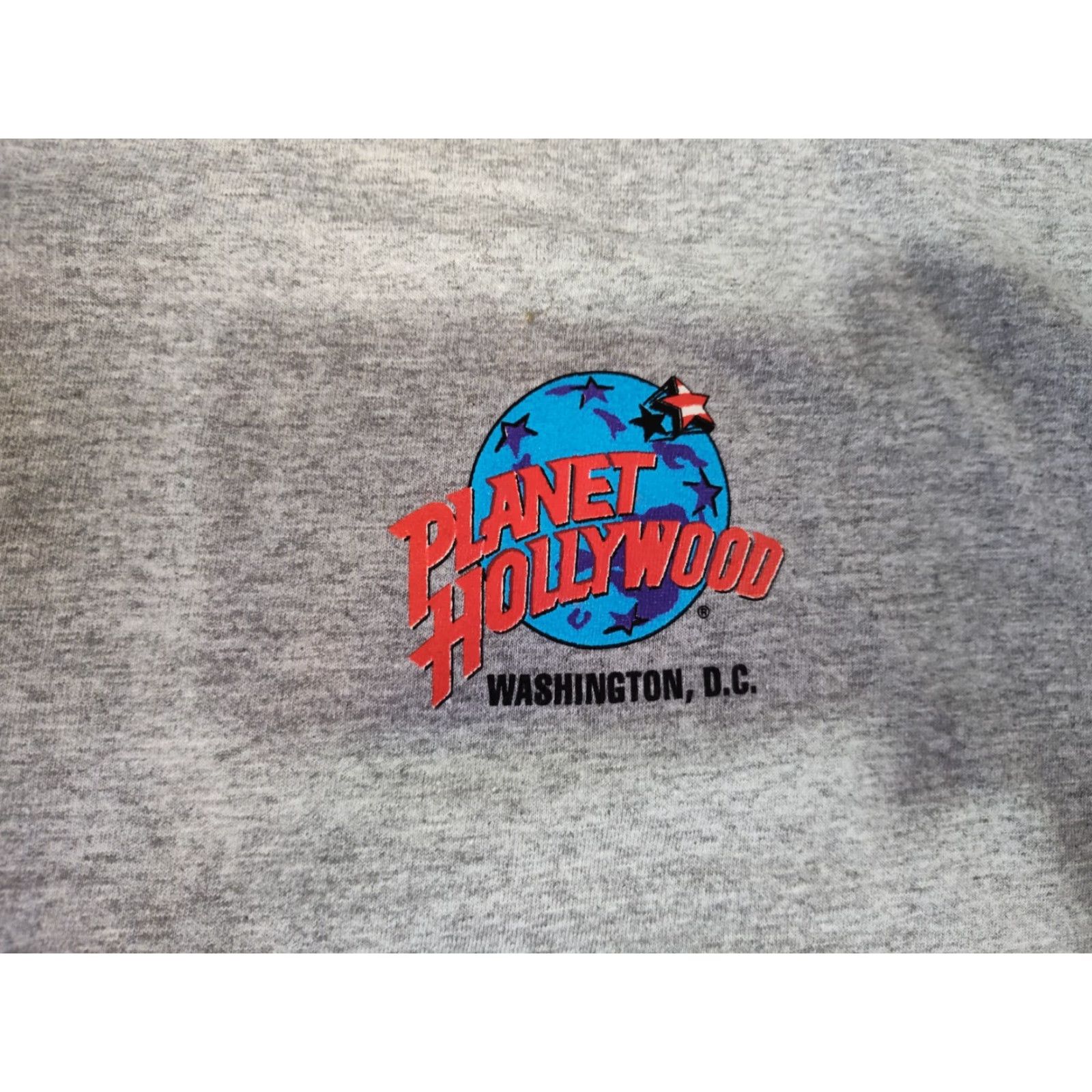 Planet Hollywood VINTAGE Planet Hollywood Shirt Crew Neck Short Sleeve USA Patriotic Sam Graphic XL Gray Mens Made in USA 1990s Size US XL / EU 56 / 4 - 7 Thumbnail