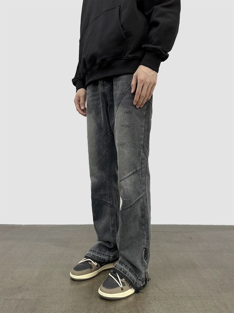 Jean ltx washed faded damaged hiphop flared jeans Size US 28 / EU 44 - 2 Thumbnail