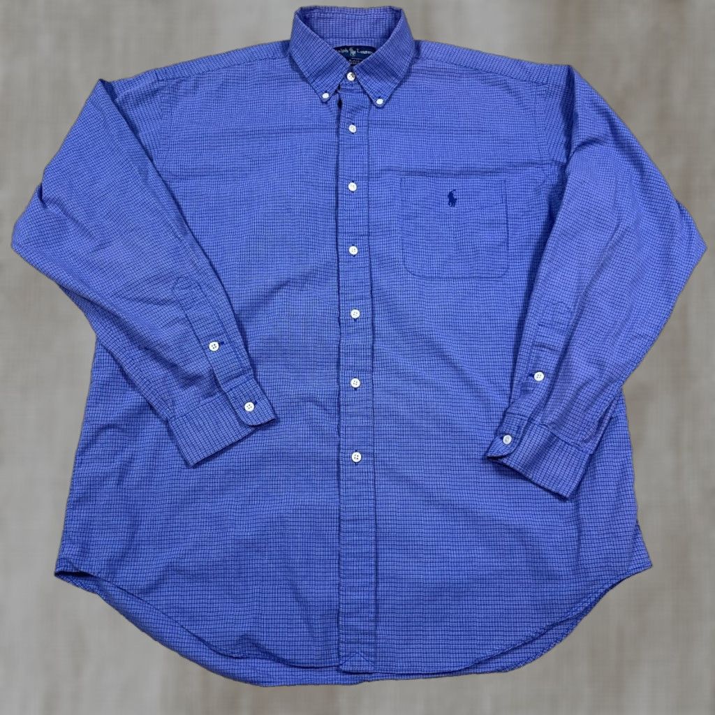 Ralph Lauren Ralph Lauren Shirt Men Large Blue Plaid Button Up Blake Dress Pocket Faded Worn* Size 42R - 1 Thumbnail