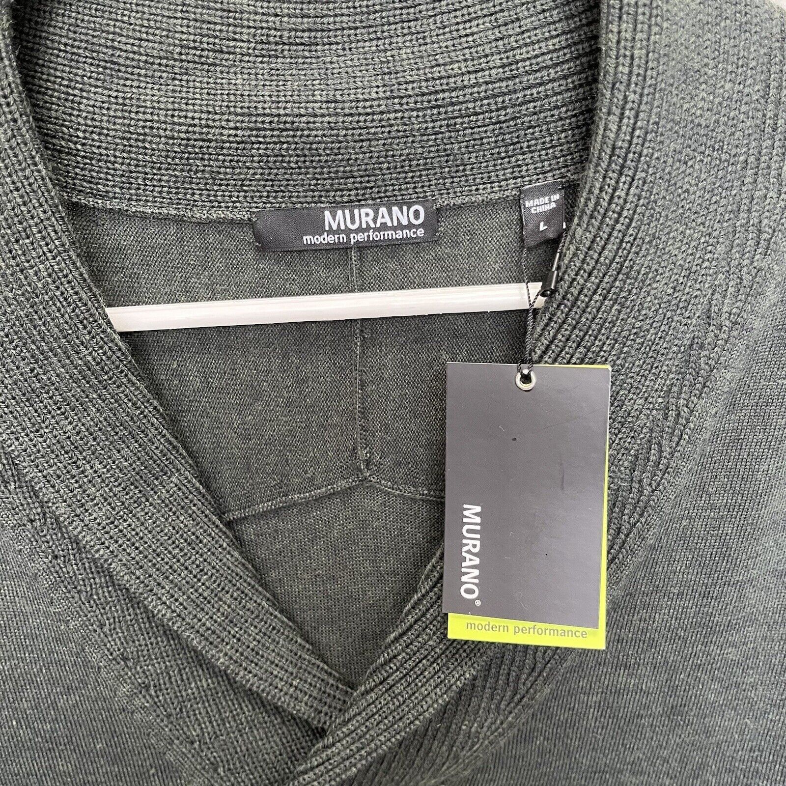 Murano Murano | Shawl Neck Sweater Large Green Knit NWT Size US L / EU 52-54 / 3 - 3 Thumbnail