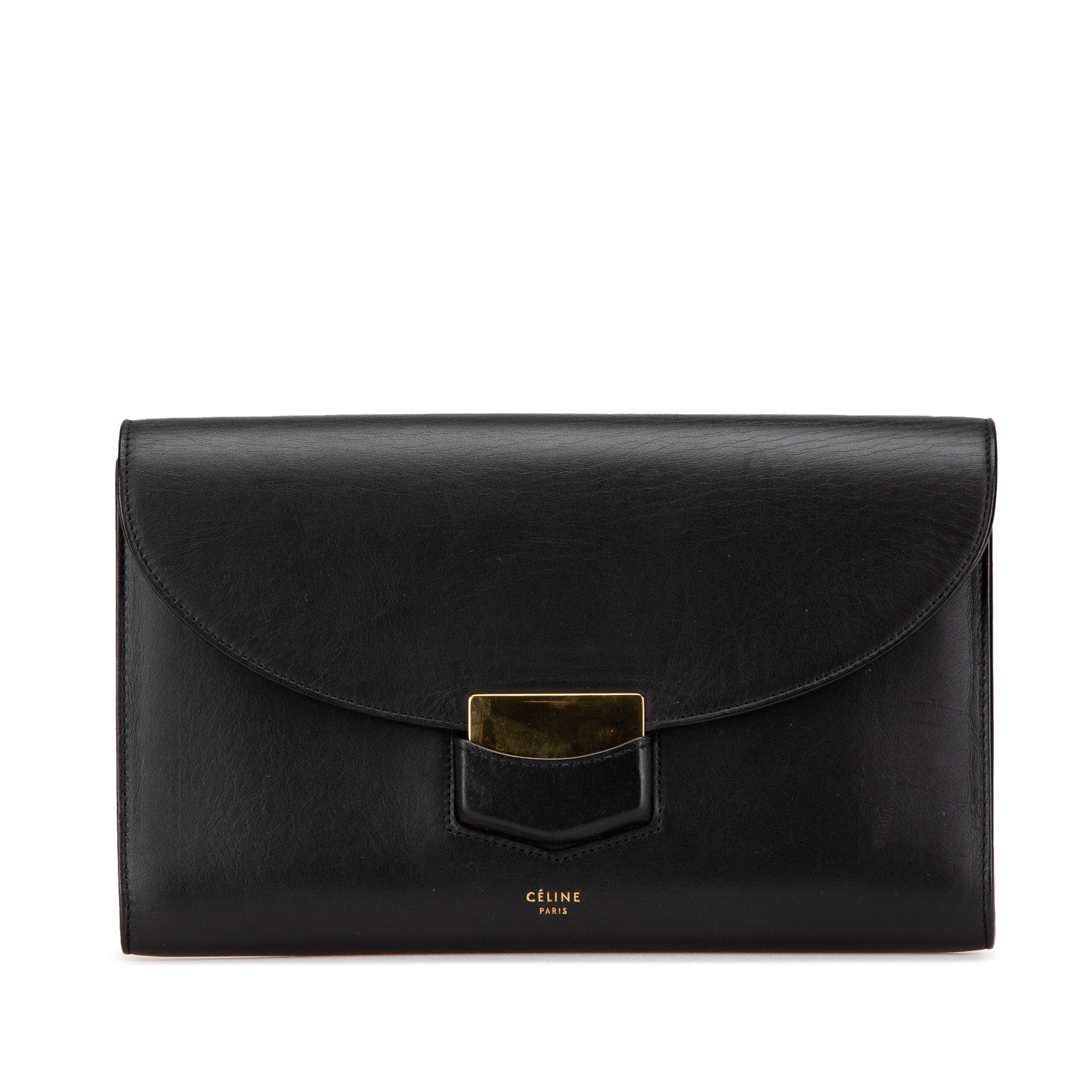 Celine Celine Smooth Calfskin Trotter Clutch Black Size ONE SIZE - 1 Thumbnail