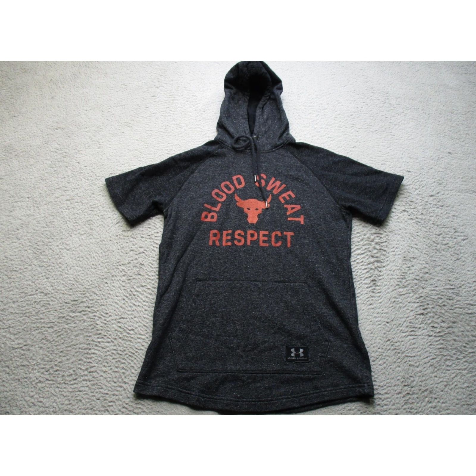 Under Armour Under Armour Project Rock Hoodie Mens M Short Sleeve Blood Sweat Respect Graphic Print Charcoal Gray Size US M / EU 48-50 / 2 - 2 Thumbnail