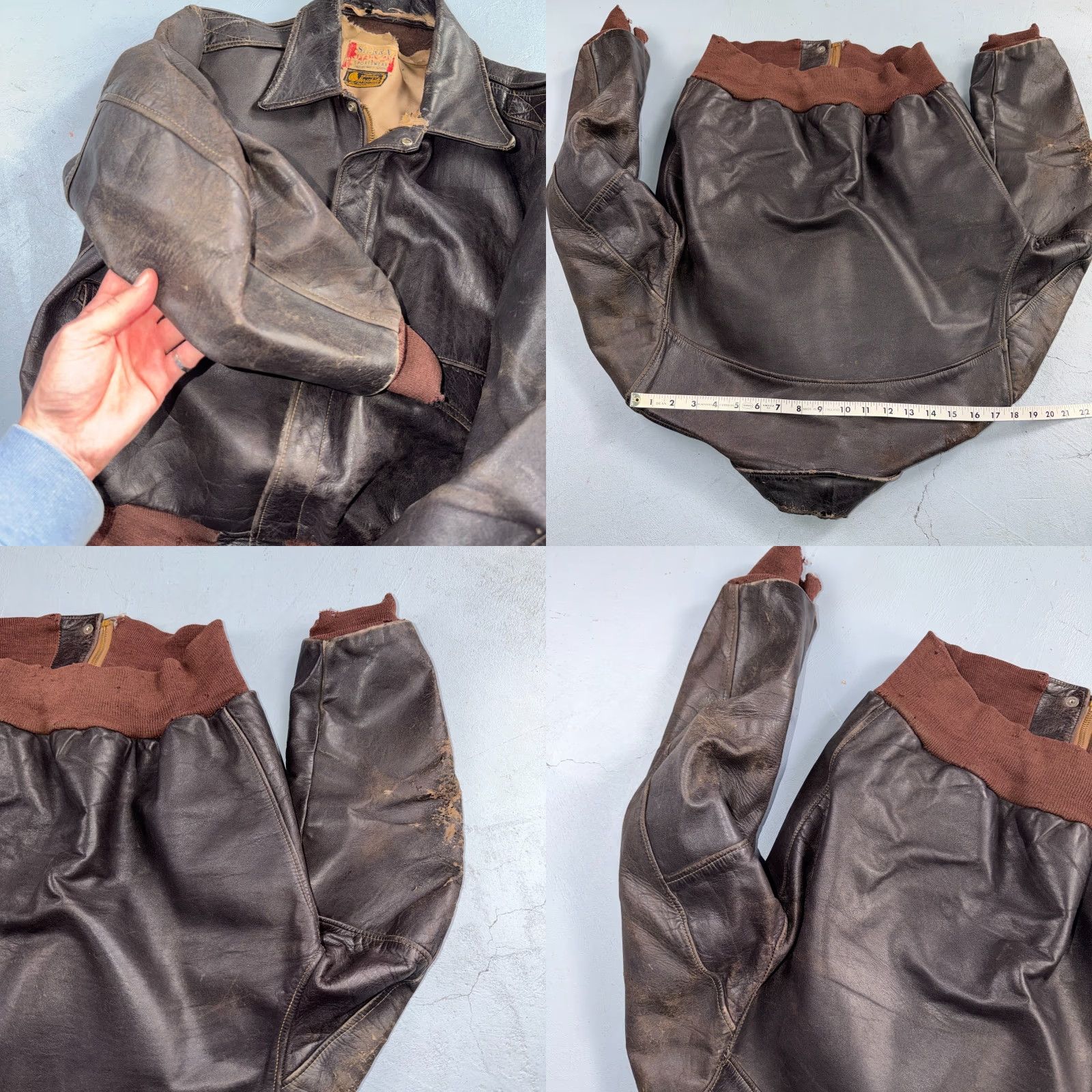 Vintage VTG 50s Sierra Sportswear Horsehide Leather Jacket Distressed Buco A2 Bomber Jacket Mens Brown Size L Size US L / EU 52-54 / 3 - 11 Thumbnail