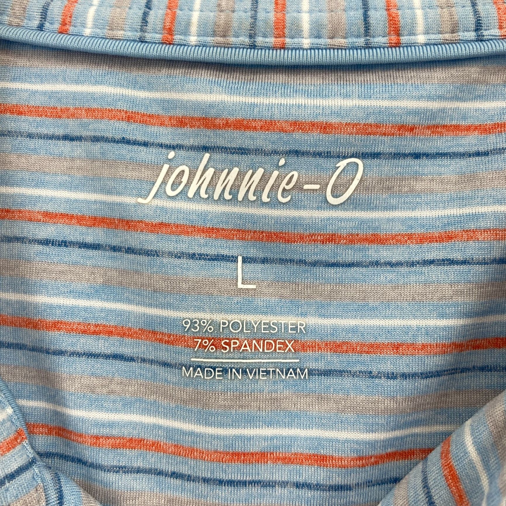 johnnie-O Johnnie-O Polo Shirt Mens Large Blue Striped Stretch Preppy Polo Shirt Mens L Blue Striped Stretch Performance Golf Casual Activewear Size US L / EU 52-54 / 3 - 4 Thumbnail