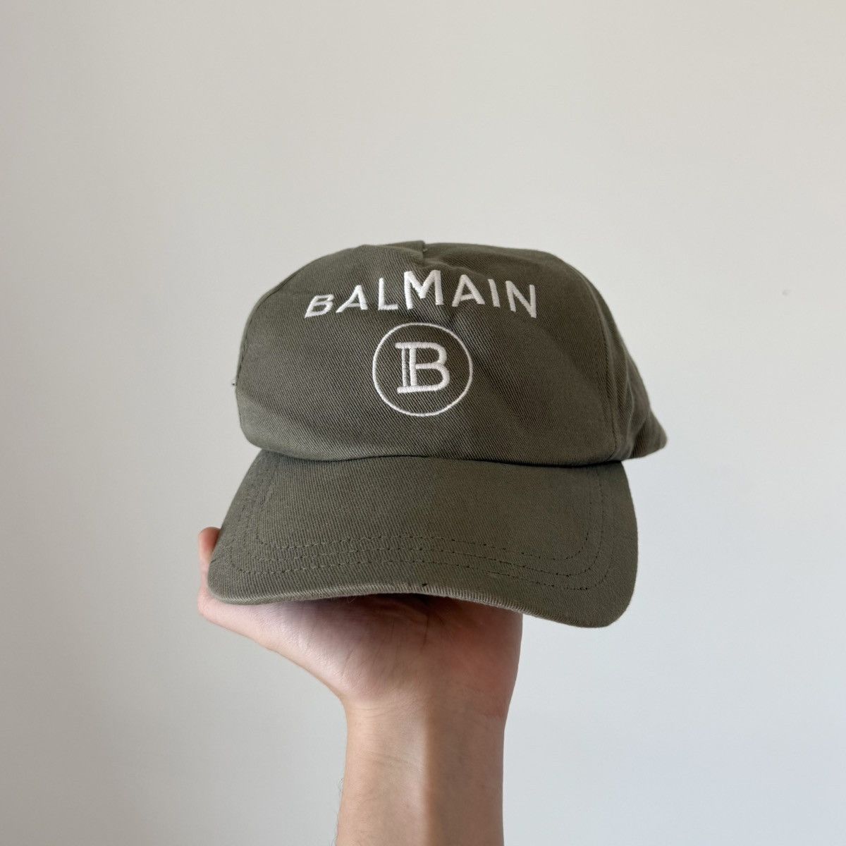 Balmain Balmain Paris Logo Cotton Baseball Cap Strapback Hat Olive Size ONE SIZE - 1 Thumbnail