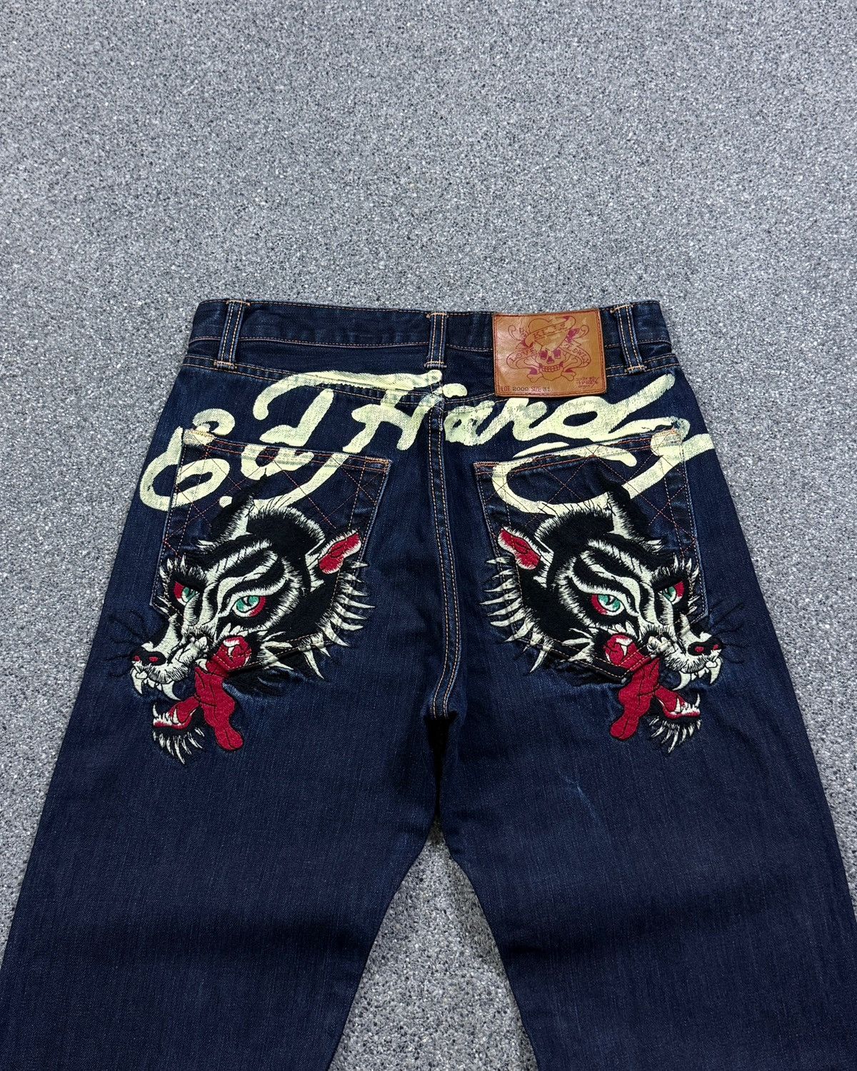 Ed Hardy Rare VTG Ed Hardy Wolf Embroidery Flare Jeans Size US 31 - 4 Thumbnail