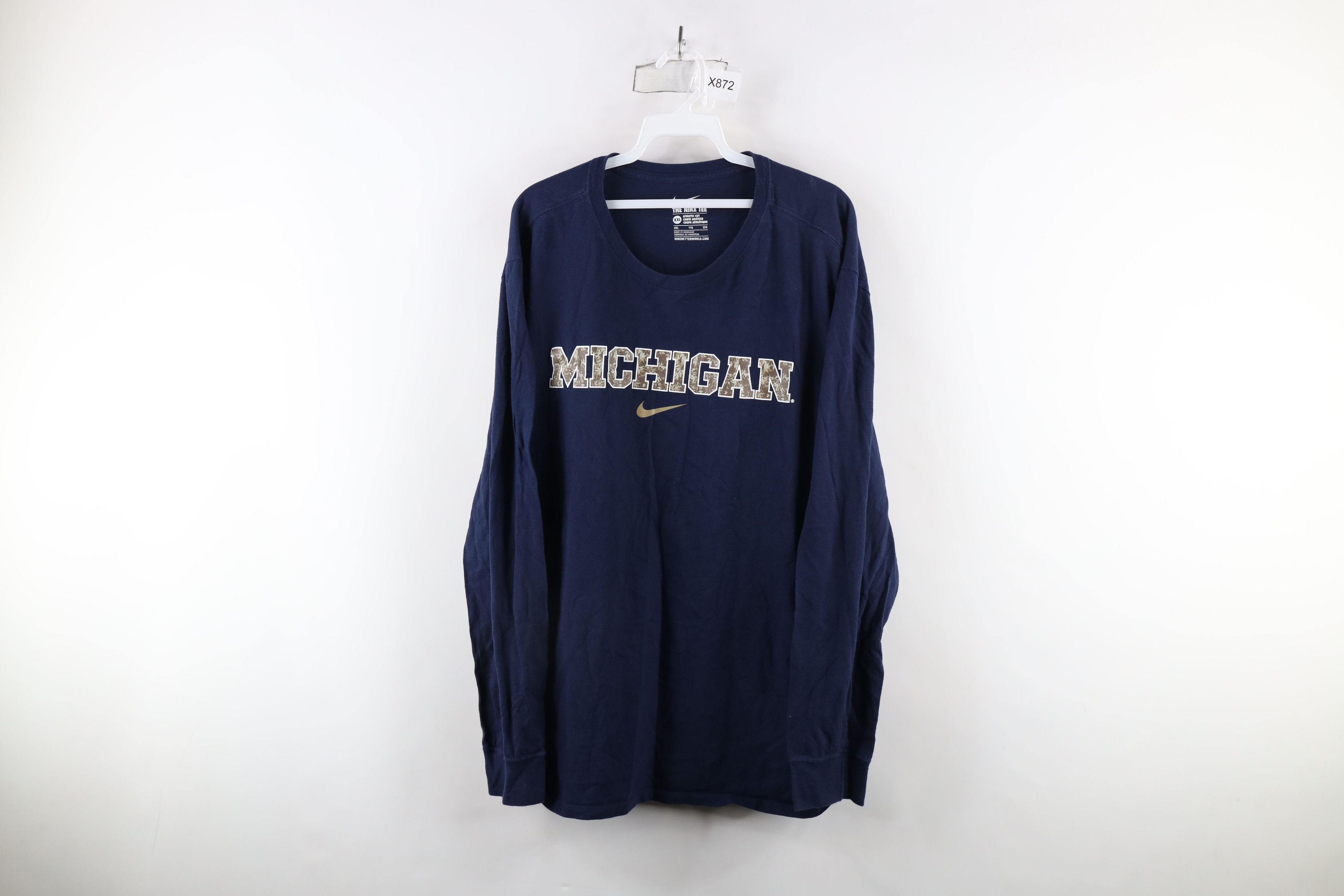 Nike × Vintage Nike Swoosh University of Michigan Long Sleeve T-Shirt Size US XXL / EU 58 / 5 - 1 Thumbnail