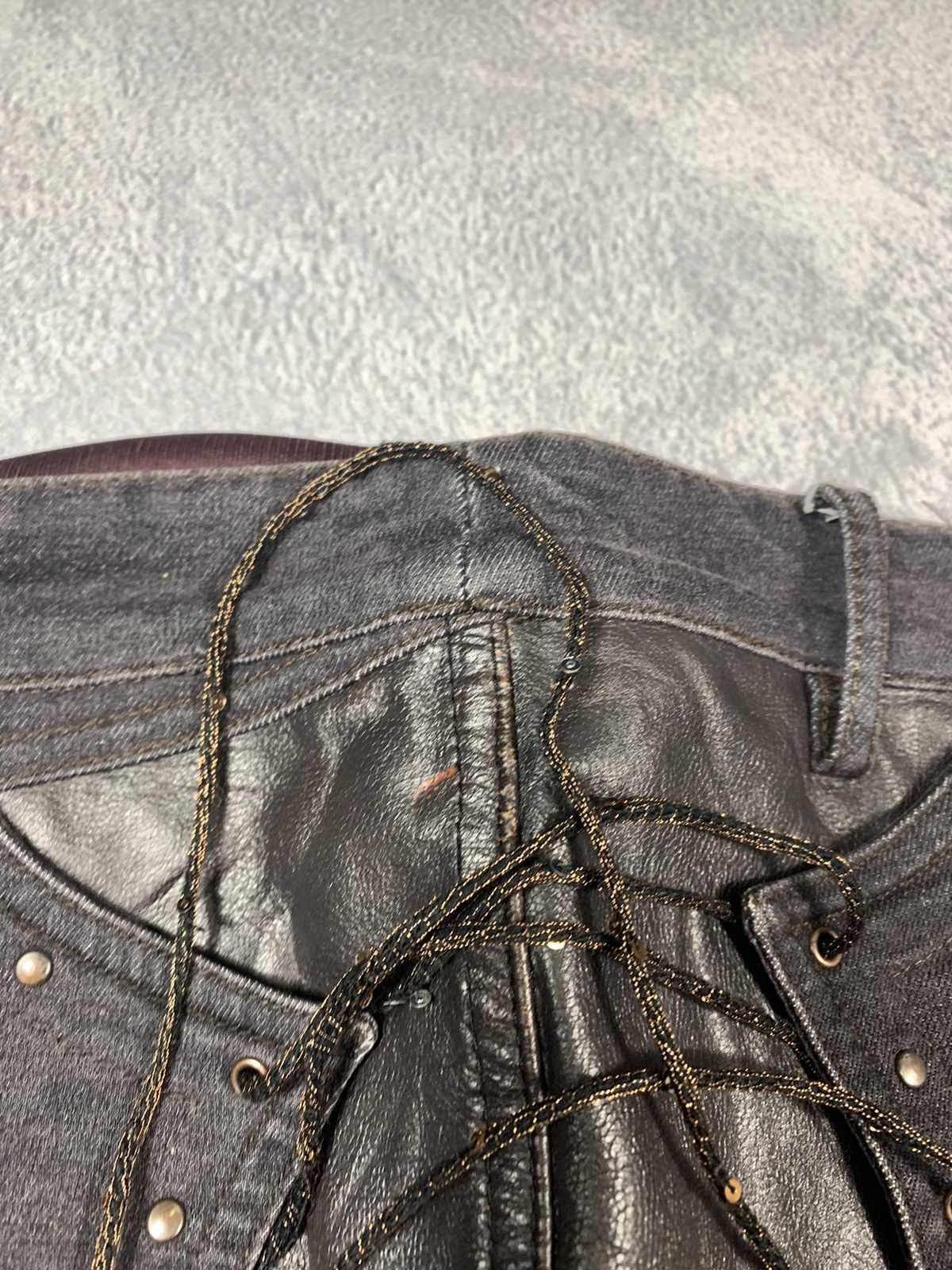 Japanese Brand × Vintage Vintage Y2K Denim/Leather faded maxi skirt Japanese bondage Size 32" / US 10 / IT 46 - 10 Thumbnail