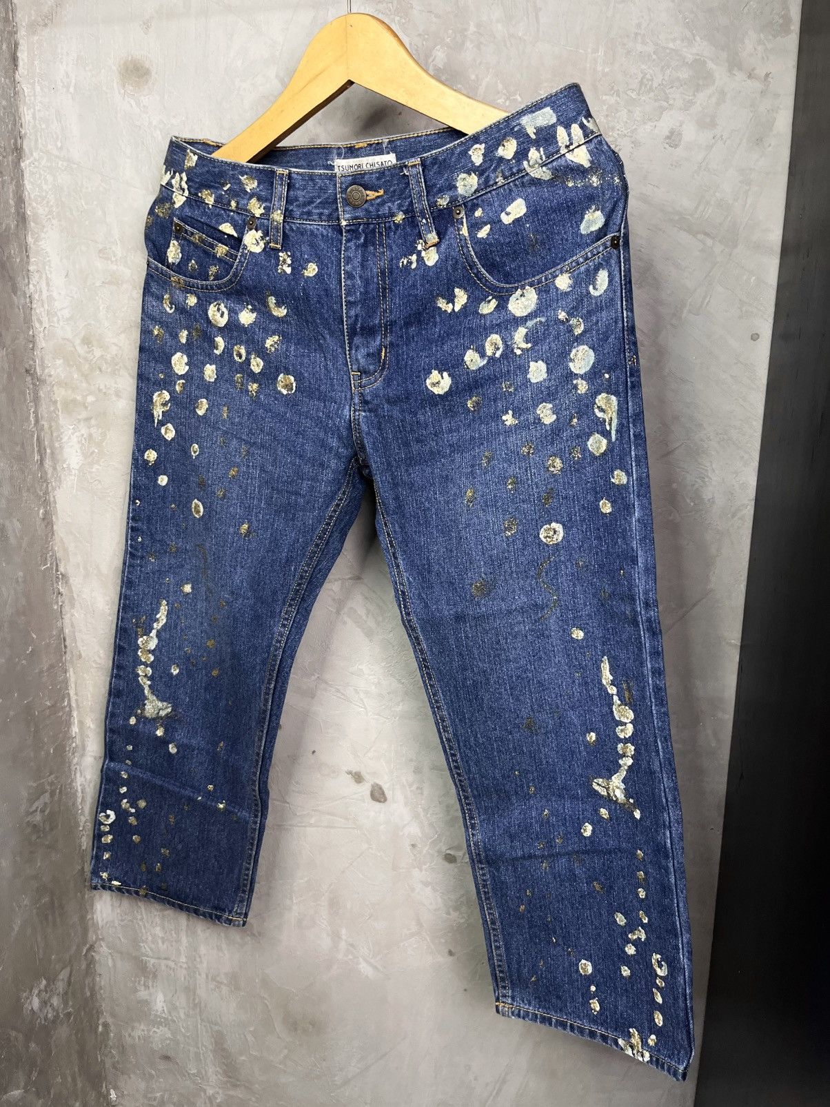 Tsumori Chisato Issey Art Tsumori Chisato Gold Splatter Hand Painted Jeans Size 26" / US 2 / IT 38 - 4 Thumbnail