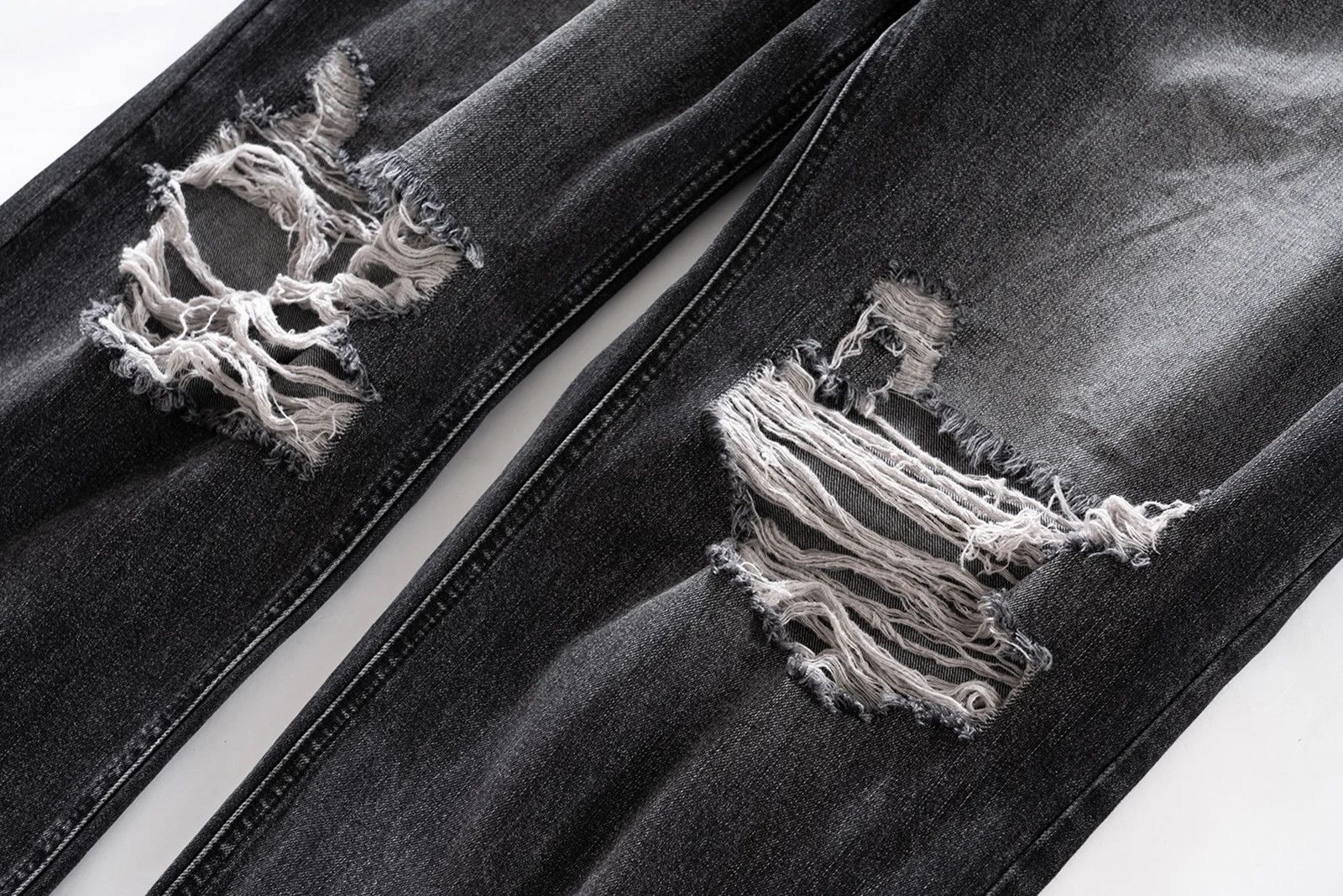 Vintage Washed Black Distressed Ripped hole baggyJeans Size US 34 / EU 50 - 6 Thumbnail
