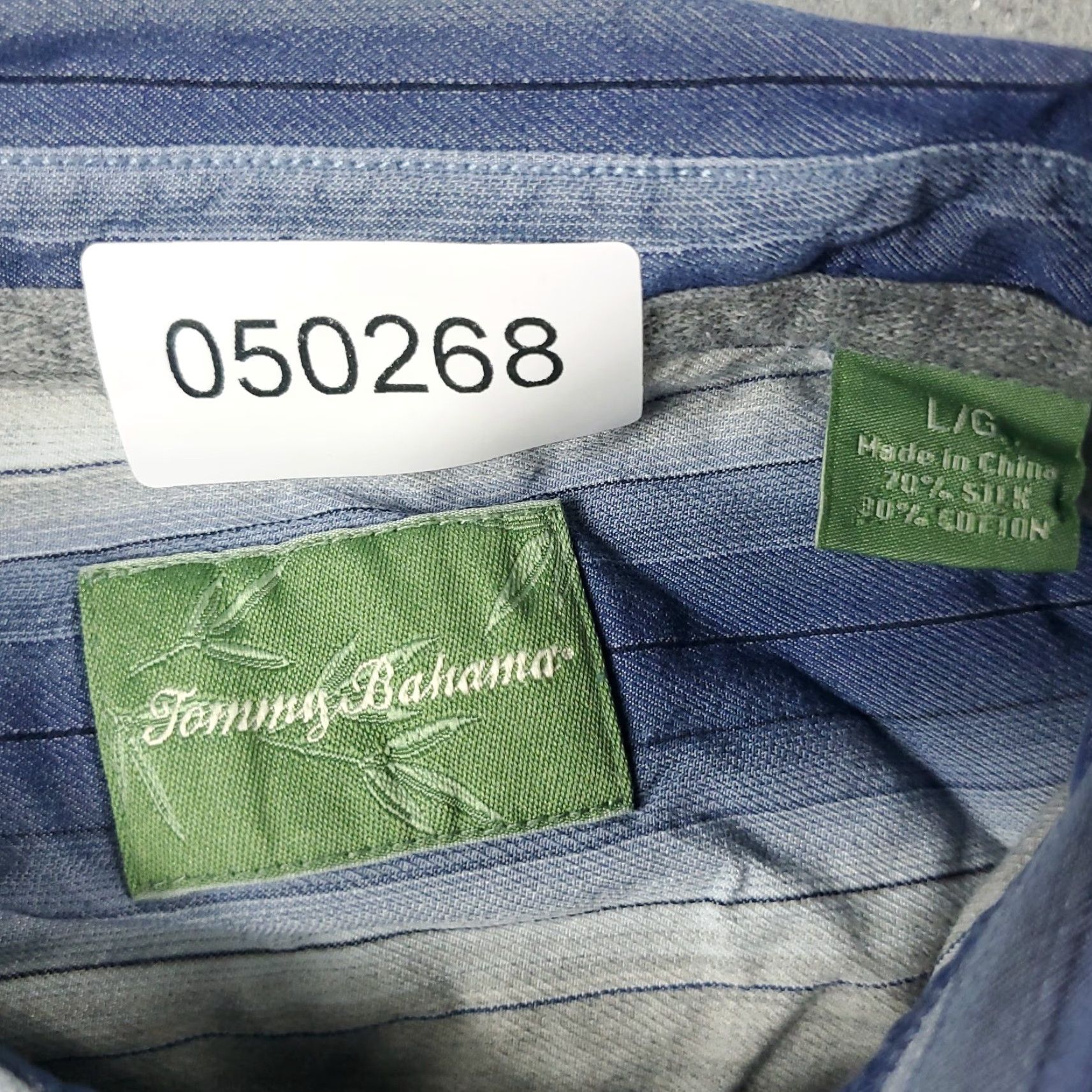 Tommy Bahama Tommy Bahama Shirt Mens Large Blue Striped Silk Cotton Hawaiian Button-Up Shirt - Blue Aloha Beach Classic Mens L Size US L / EU 52-54 / 3 - 6 Thumbnail