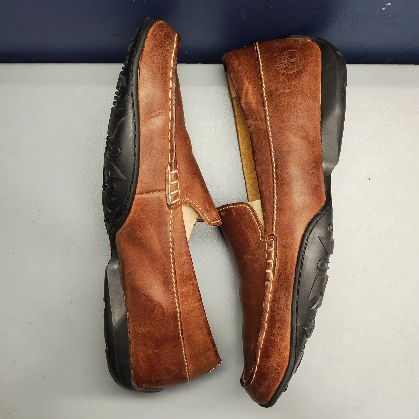 Timberland Timberland Mens Size 10M Brown Genuine Leather Slip On Loafers Smart Comfort Shoes Size US 10 / EU 43 - 3 Thumbnail