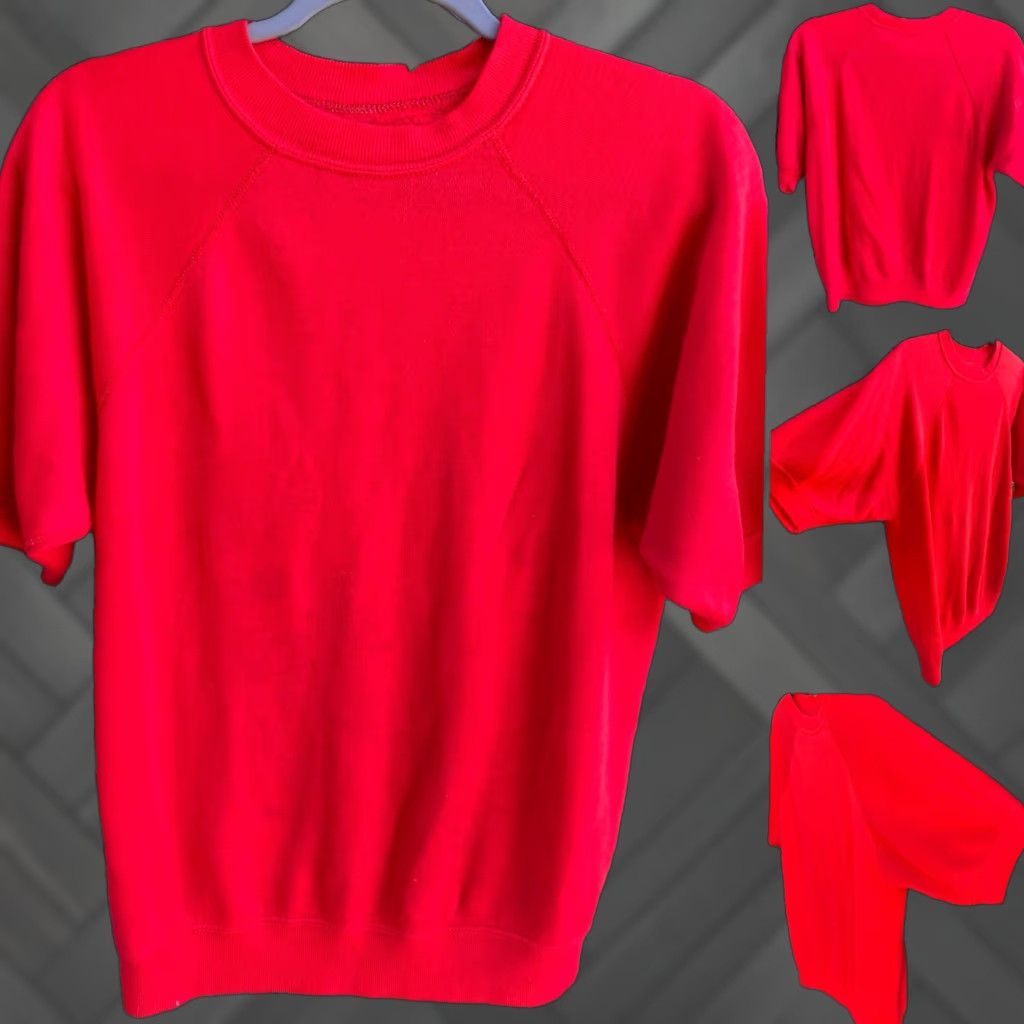Vintage VINTAGE Short Sleeve Raglan Sweater Creslan Acrylic Worn Paint Stains Size L XL Red Mens Pullover Sweatshirt Size US XL / EU 56 / 4 - 1 Thumbnail