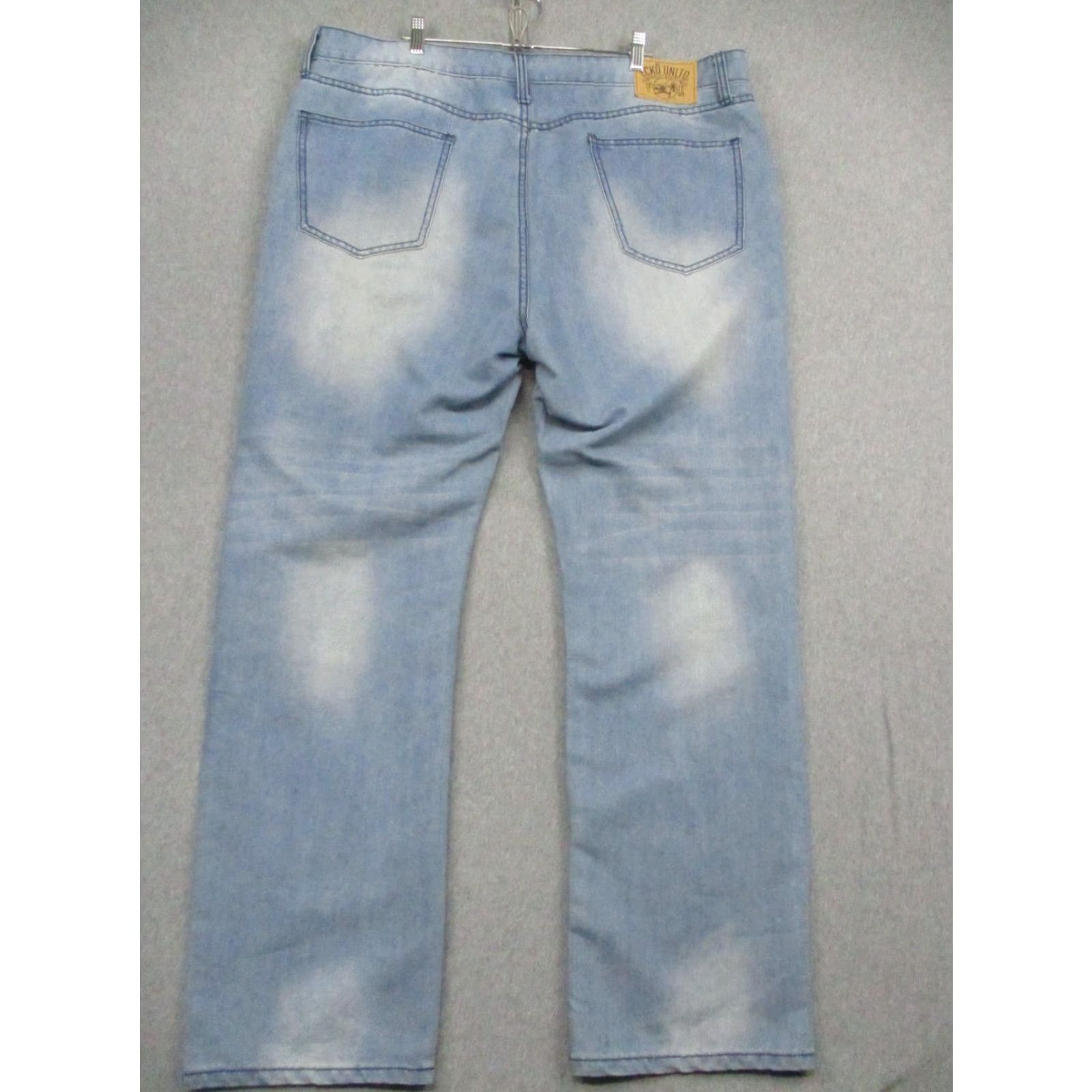 Ecko Unltd. Ecko Unltd Jeans Mens 44x31 Blue Relaxed Fit Distressed Denim Straight Leg Pants Size US 44 / EU 60 - 7 Thumbnail