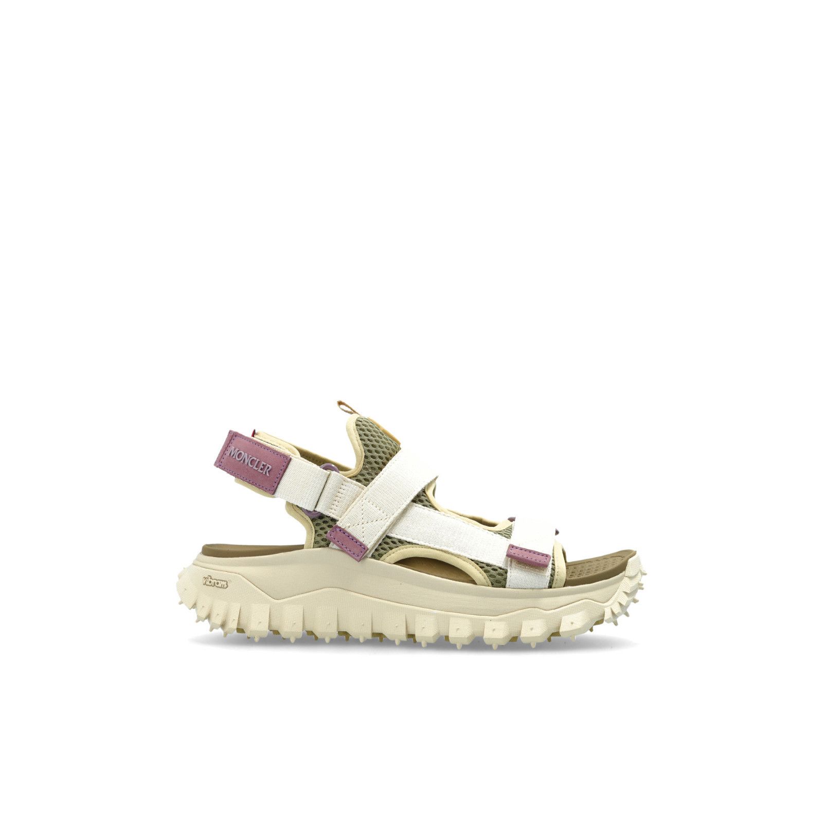 Moncler Trailgrip Vela Cream Leather Sandals New & Authentic